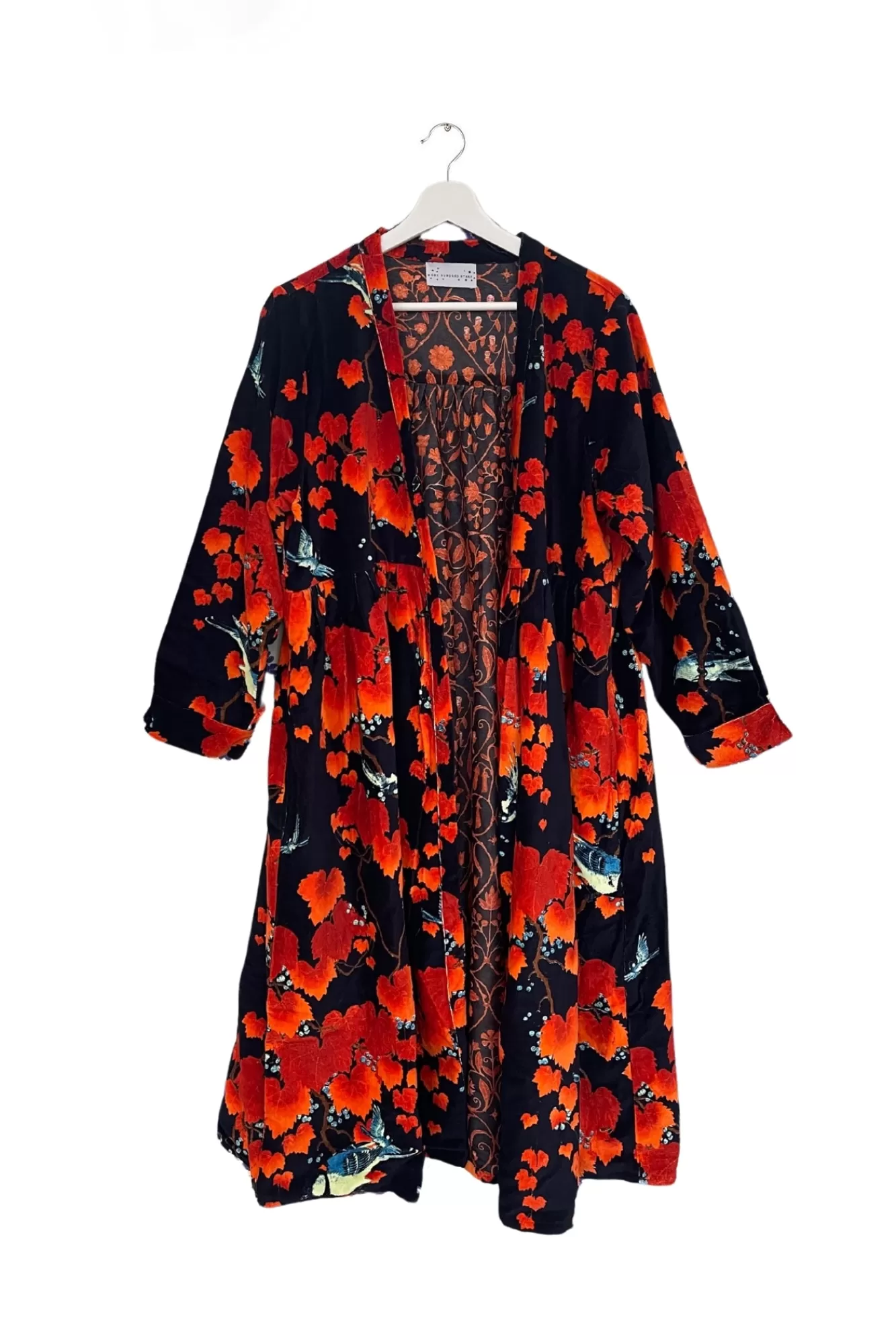 Women One Hundred Stars Velvet Coats-Acer Black Velvet Duster