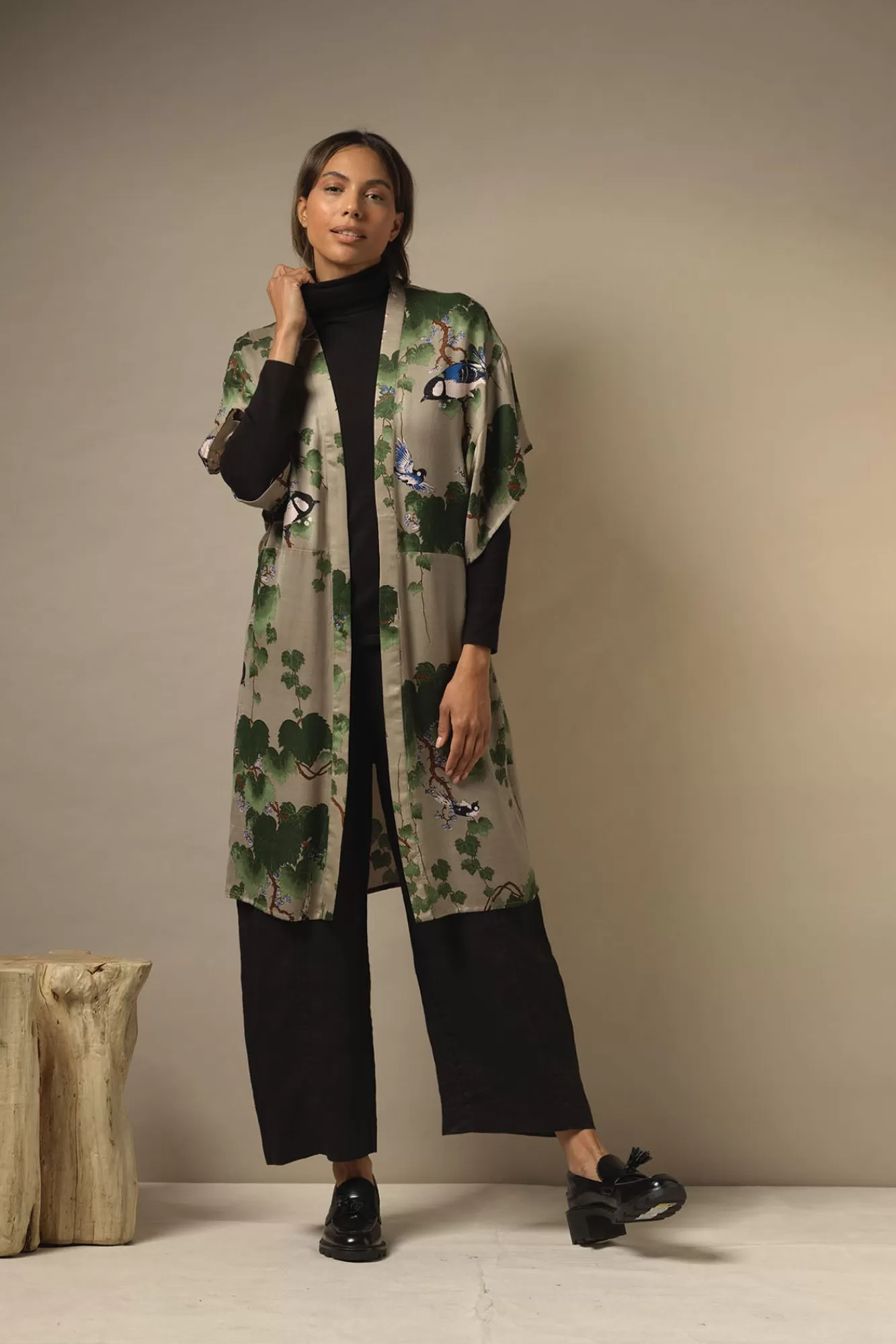 Women One Hundred Stars Midi Kimonos-Acer Stone Midi Kimono
