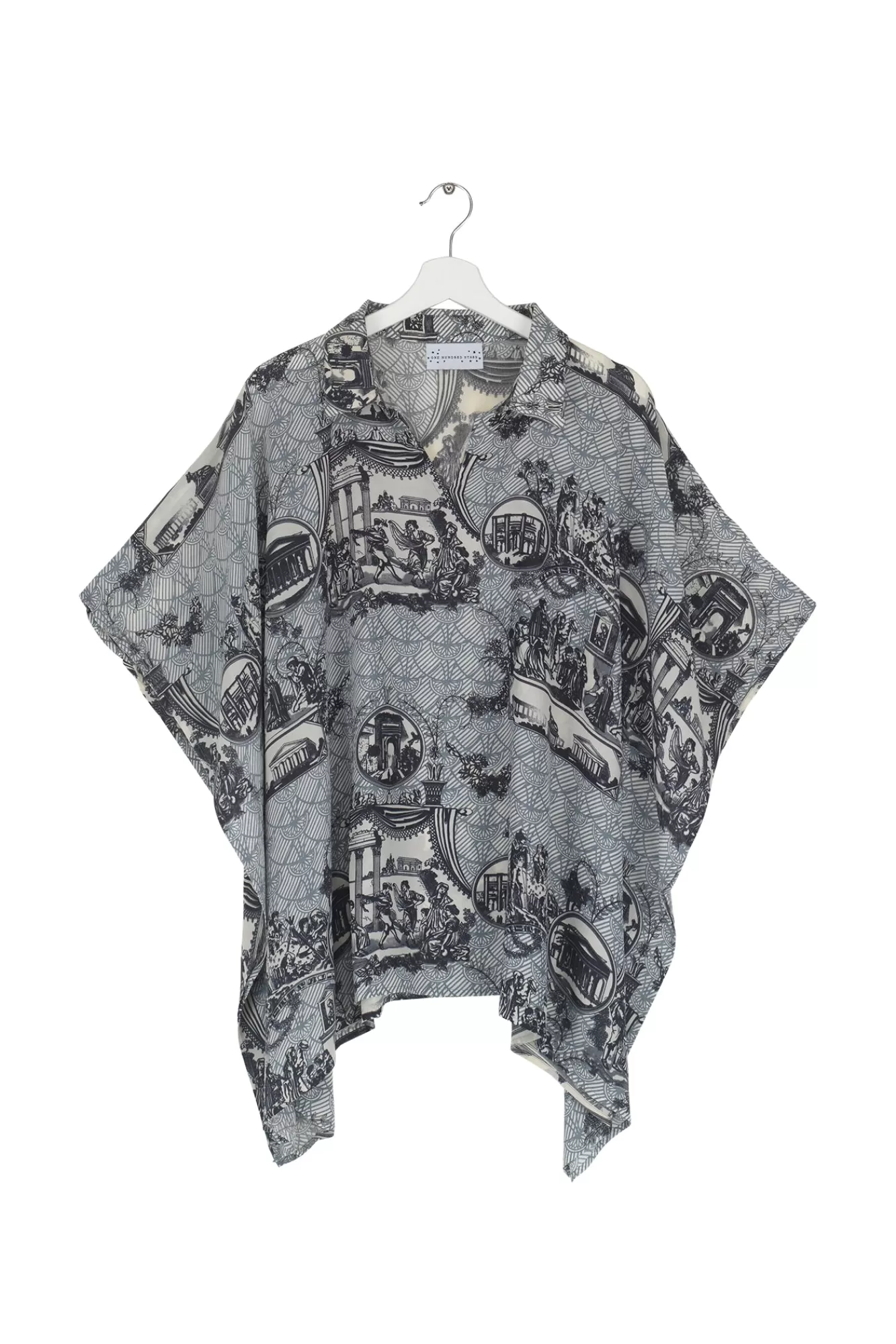 Women One Hundred Stars Tops-Ancient Columns Charcoal Tunic Top
