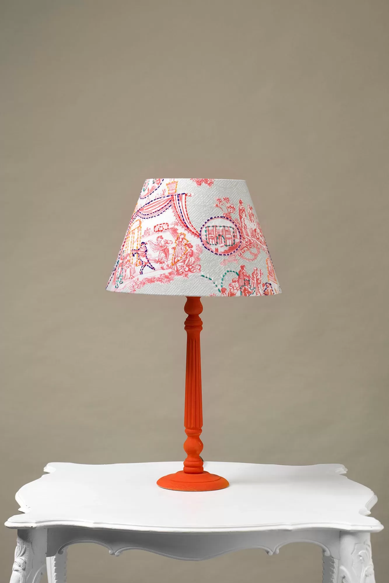 One Hundred Stars Lighting-Ancient Columns Pink 14" Tapered Lampshade