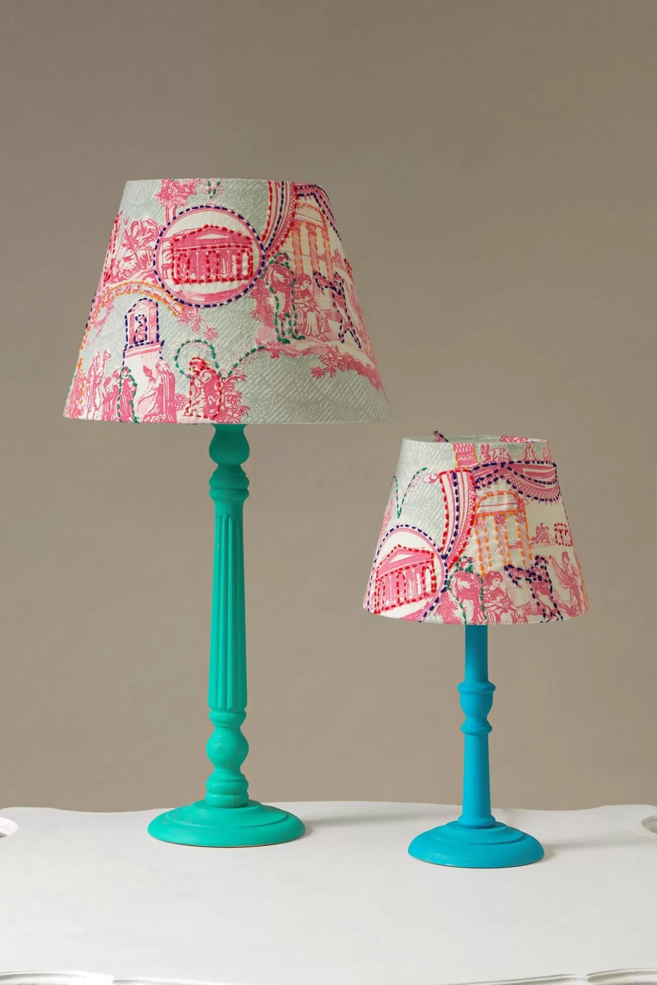 One Hundred Stars Lighting-Ancient Columns Pink 8" Tapered Lampshade