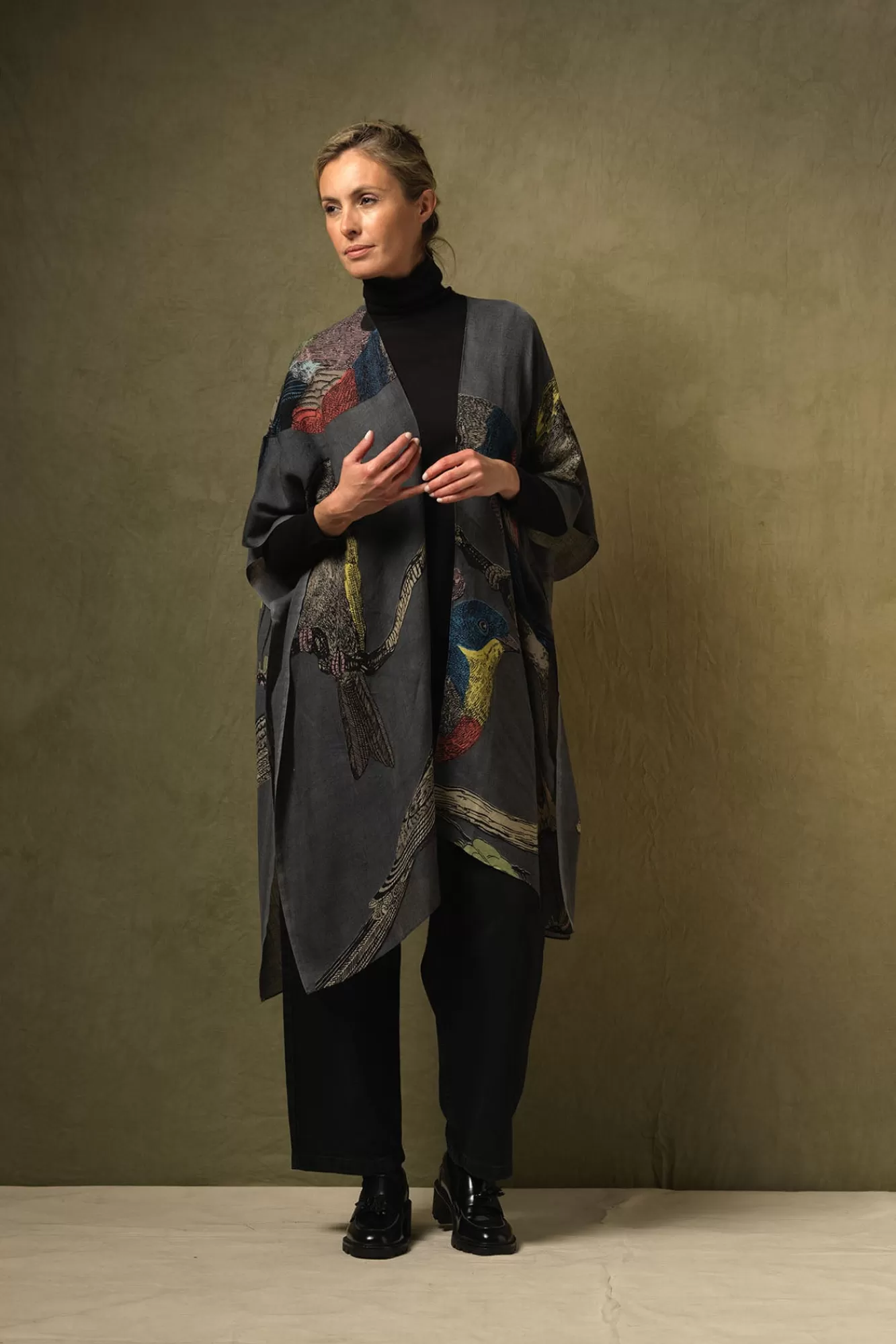 Women One Hundred Stars Wool Throwovers-Bird Ink Wool Throwover