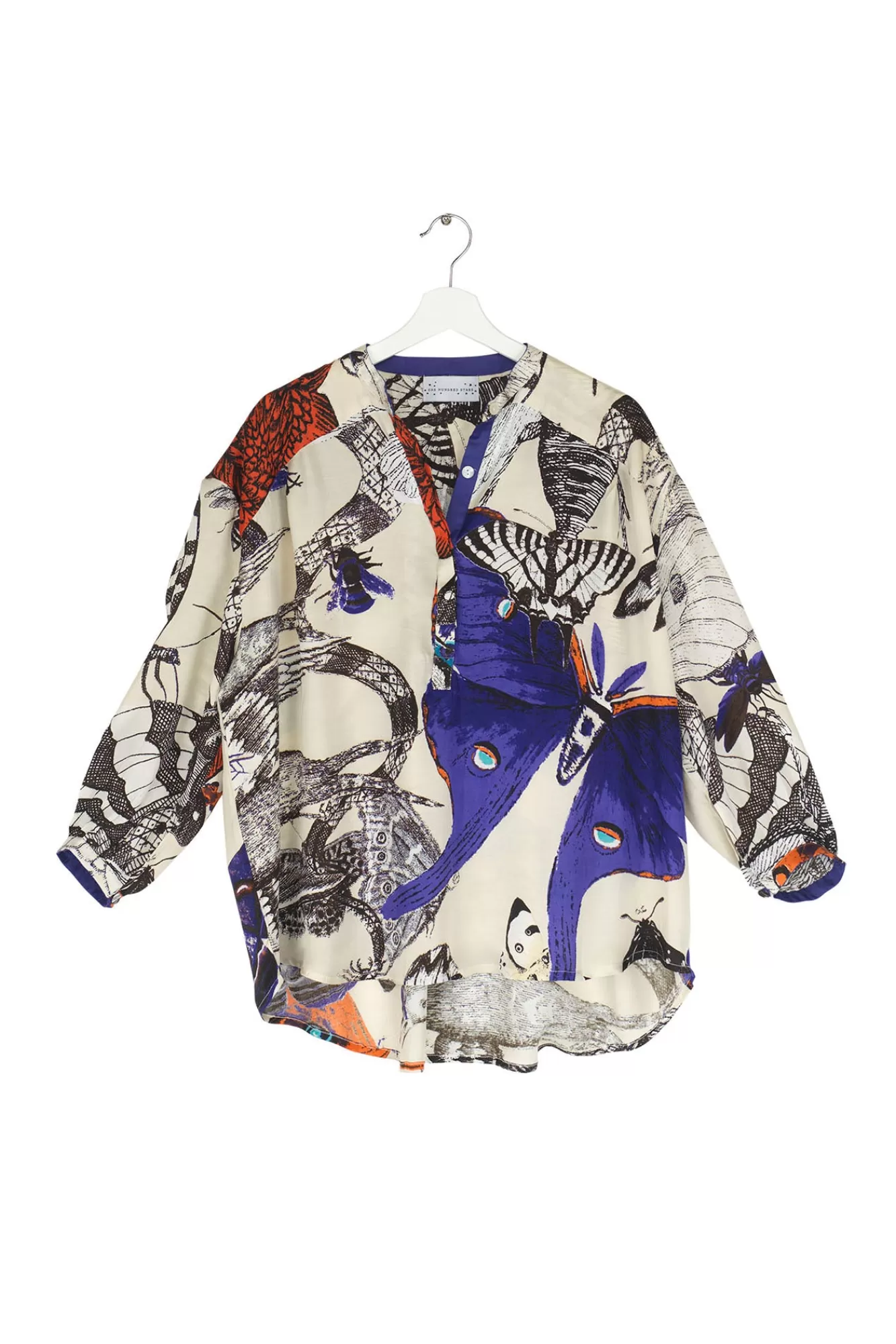 Women One Hundred Stars Tops-Butterflies Cobalt Darcy Shirt