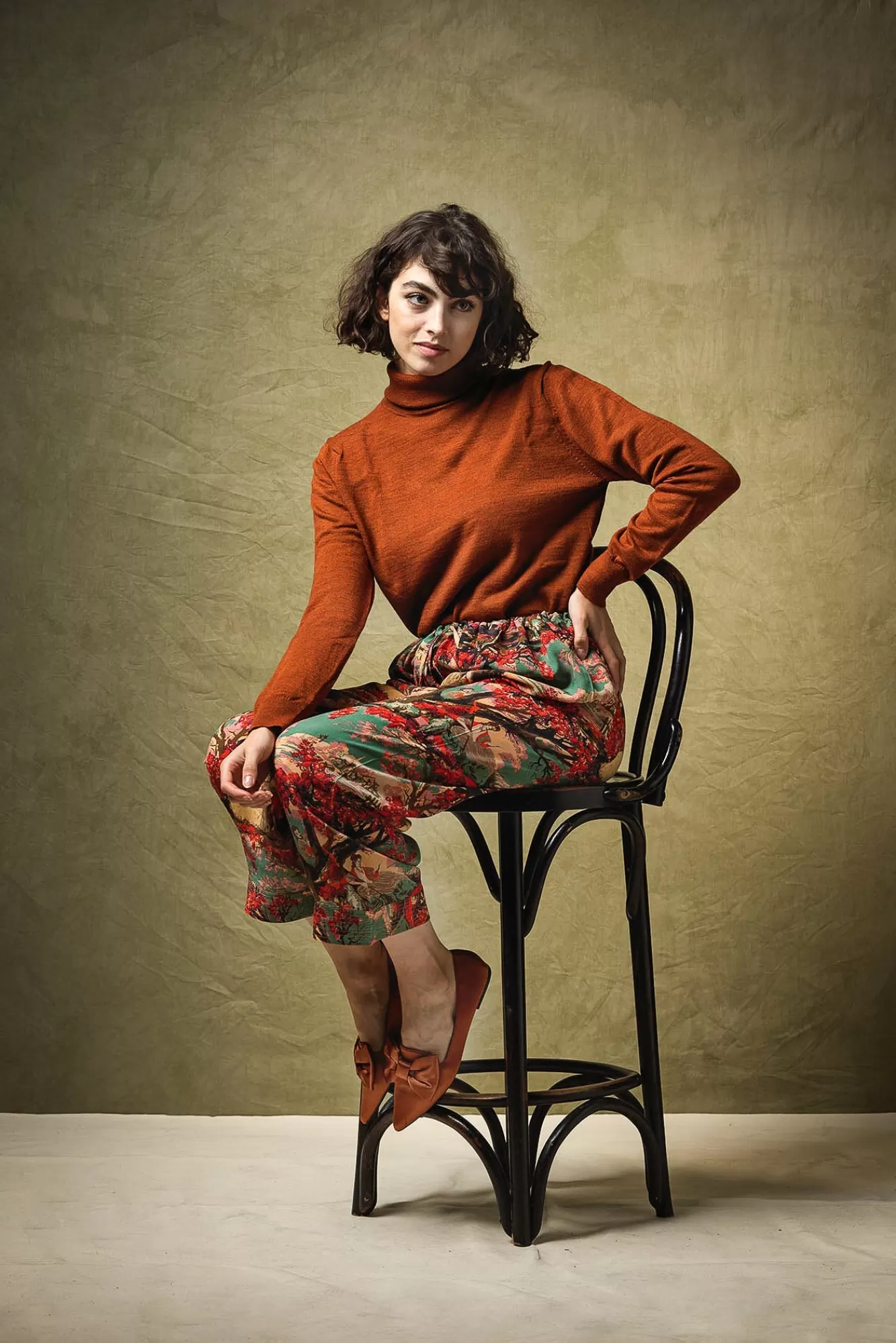 Women One Hundred Stars Palazzo Pants-Country Toile Berry Crepe Pants