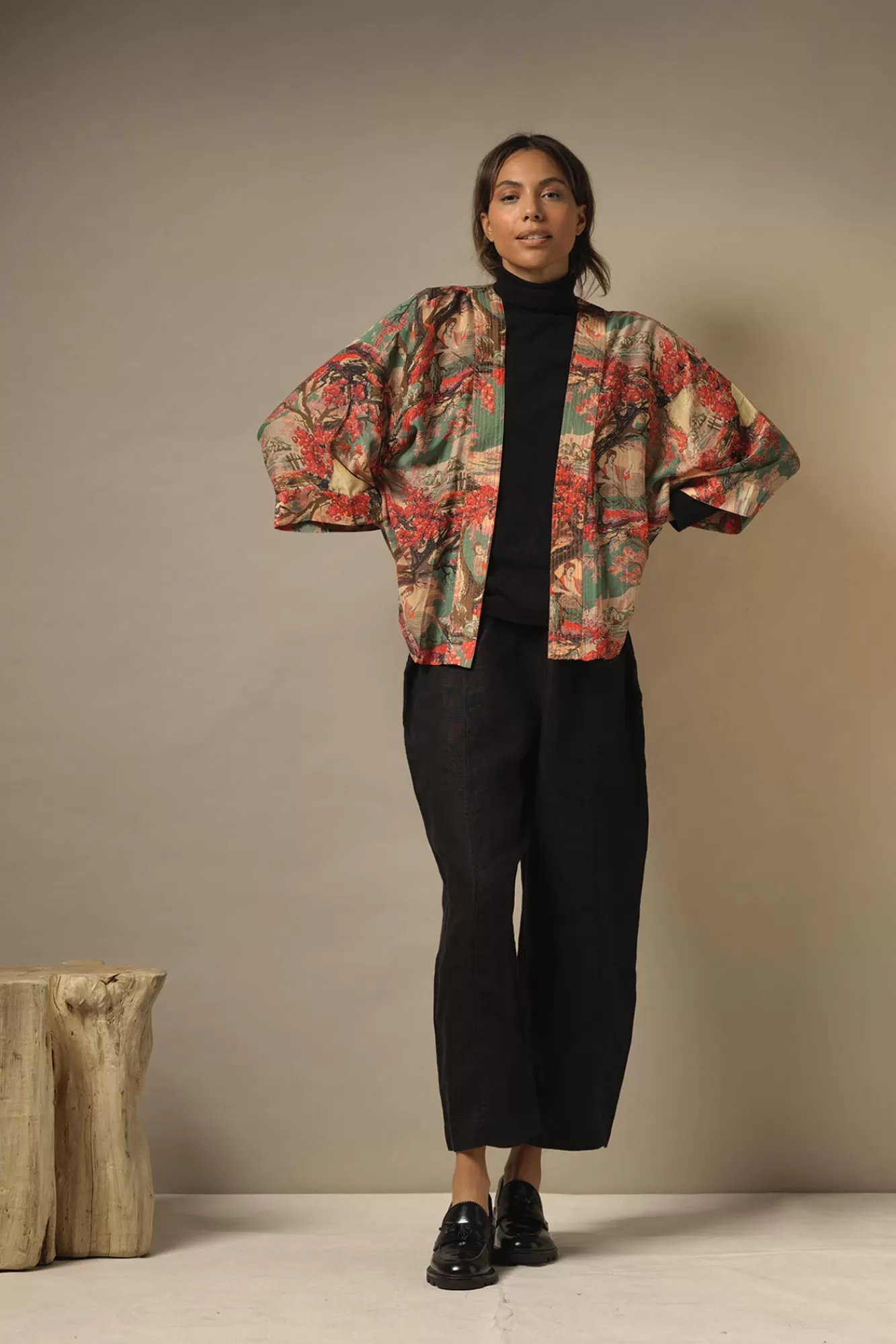 Women One Hundred Stars Short Kimonos-Country Toile Berry Kimono
