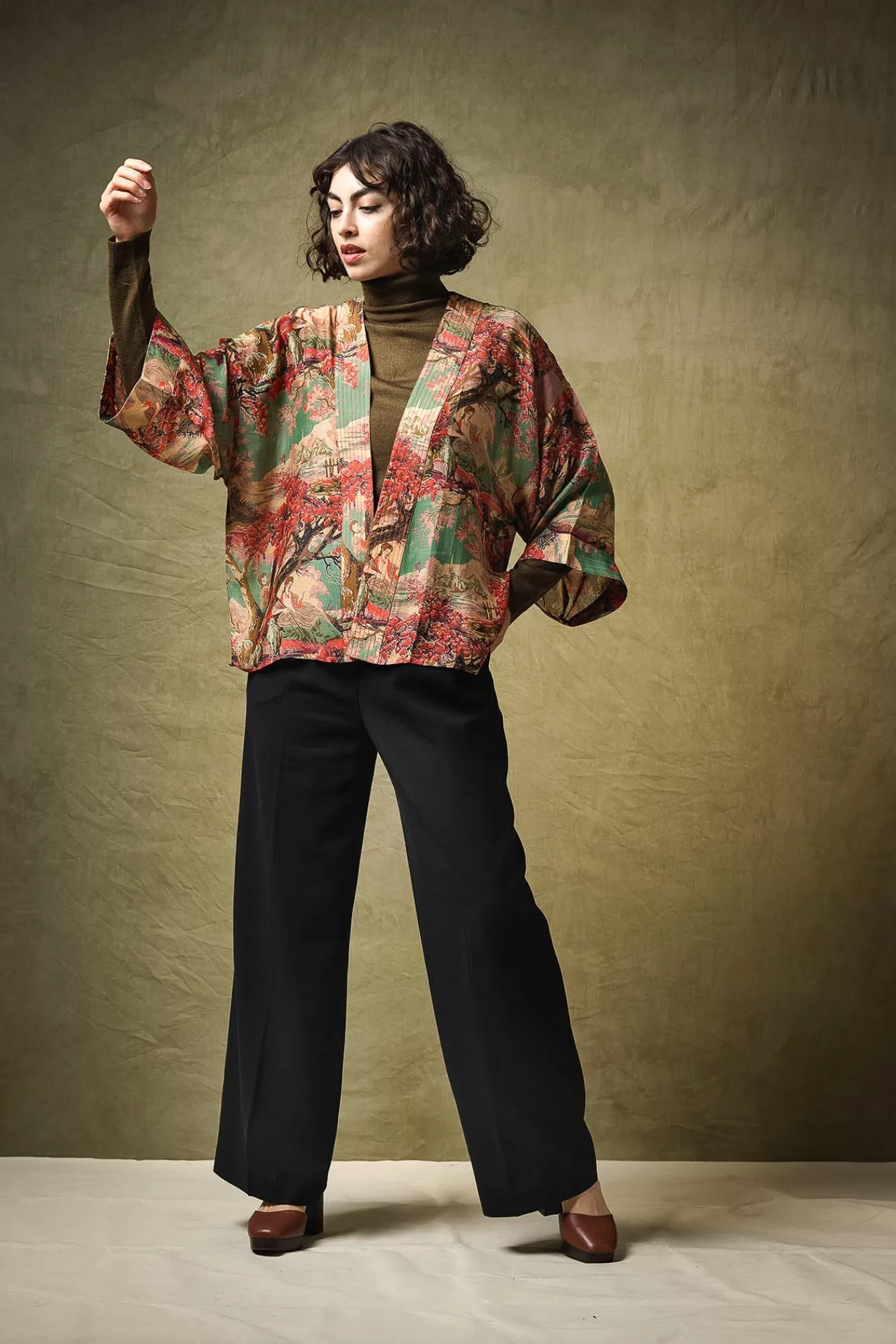 Women One Hundred Stars Short Kimonos-Country Toile Berry Kimono