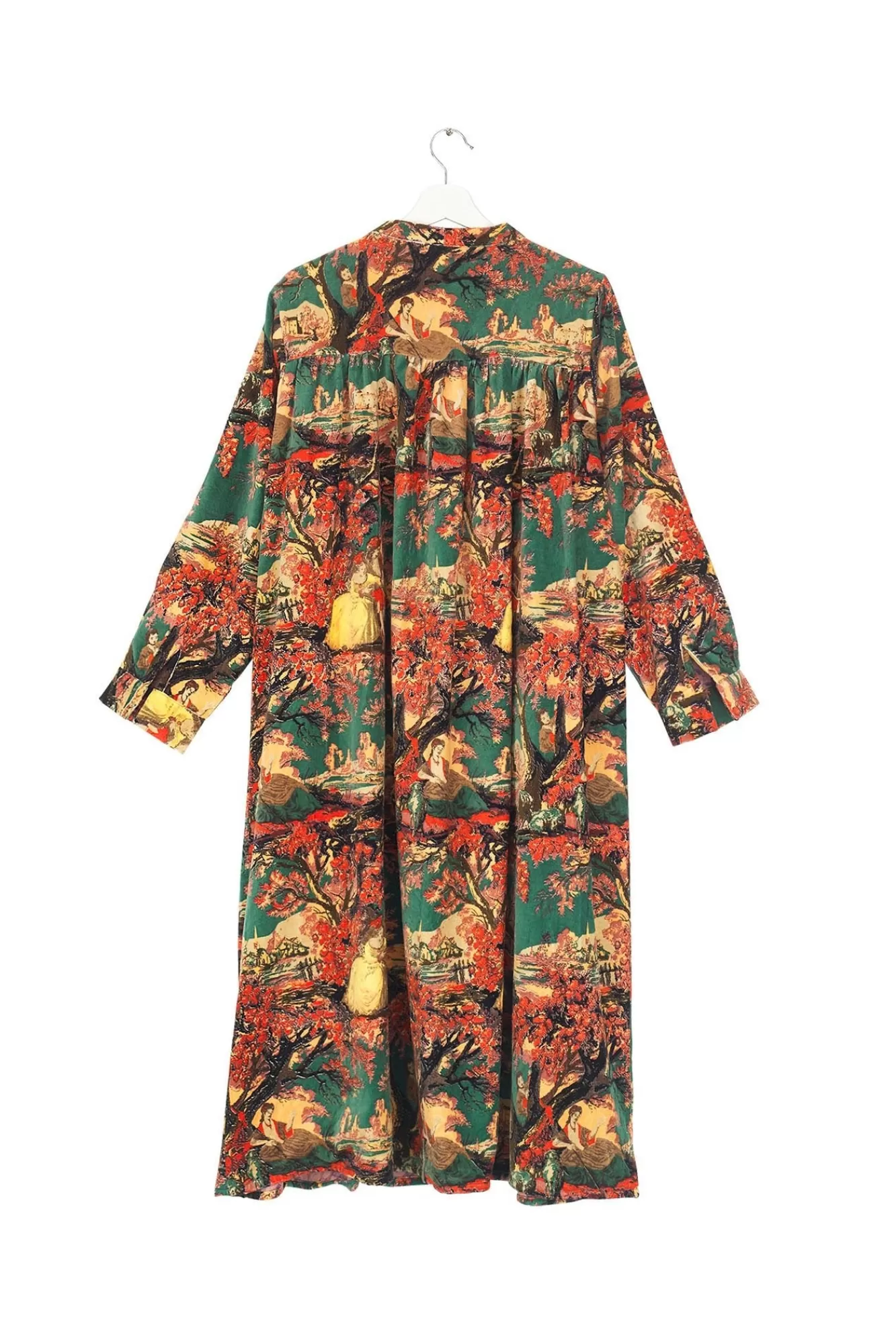 Women One Hundred Stars Velvet Coats-Country Toile Berry Velvet Duster Coat