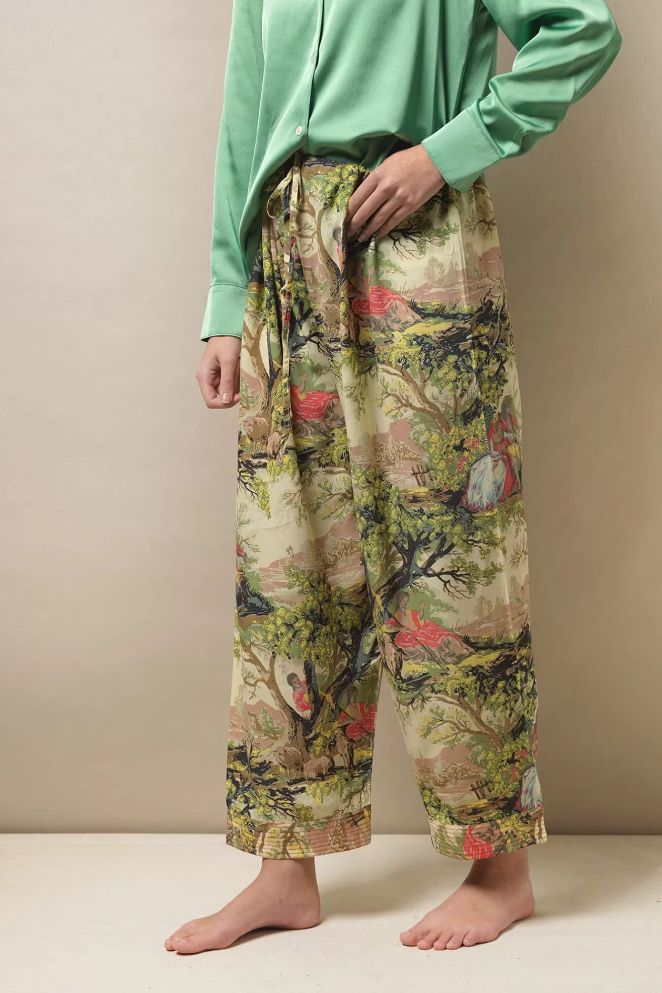 Women One Hundred Stars Palazzo Pants-Country Toile Pants