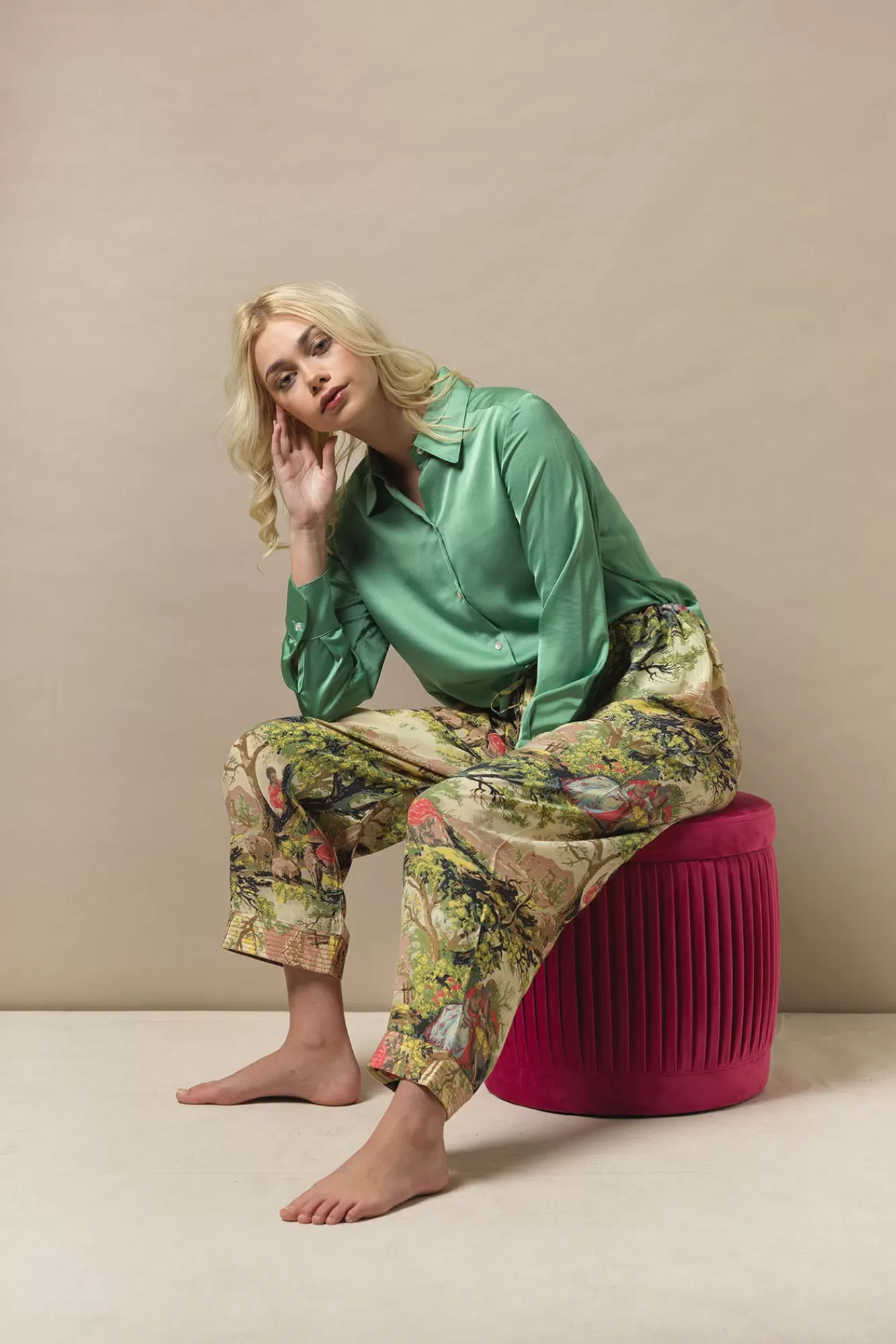 Women One Hundred Stars Palazzo Pants-Country Toile Pants