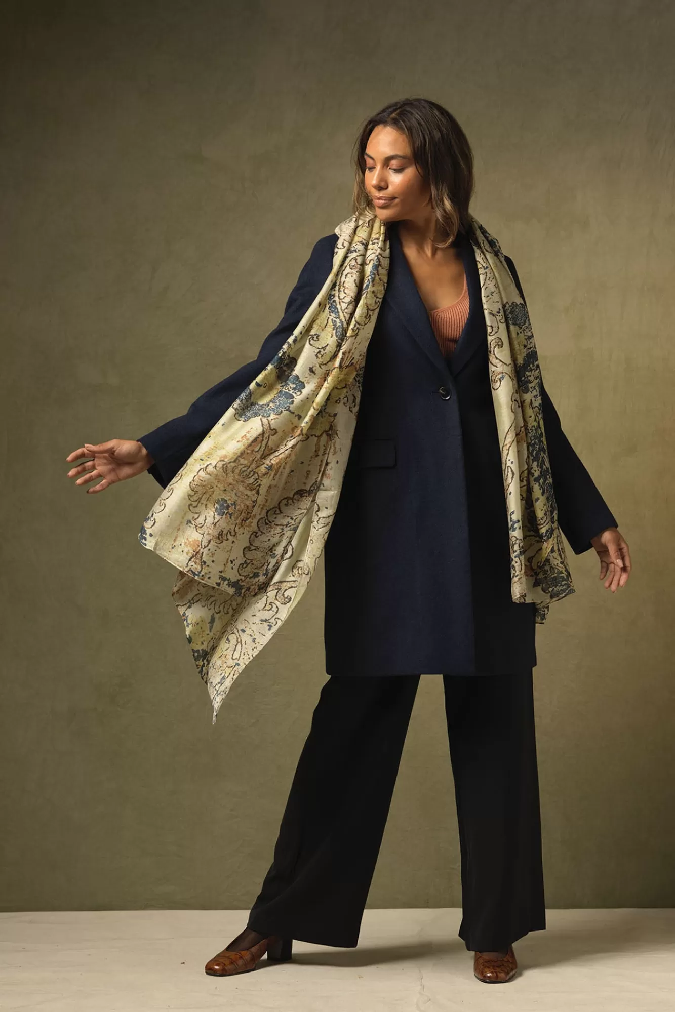 One Hundred Stars Scarves-Dhurrie Taupe Scarf
