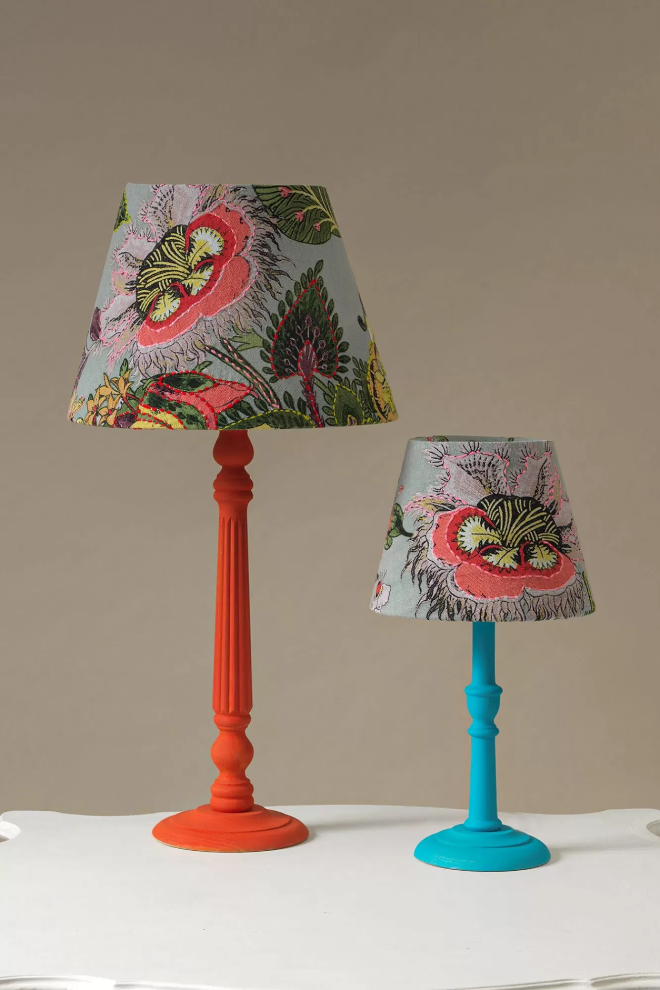One Hundred Stars Lighting-Eccentric Blooms Putty 12" Tapered Lampshade