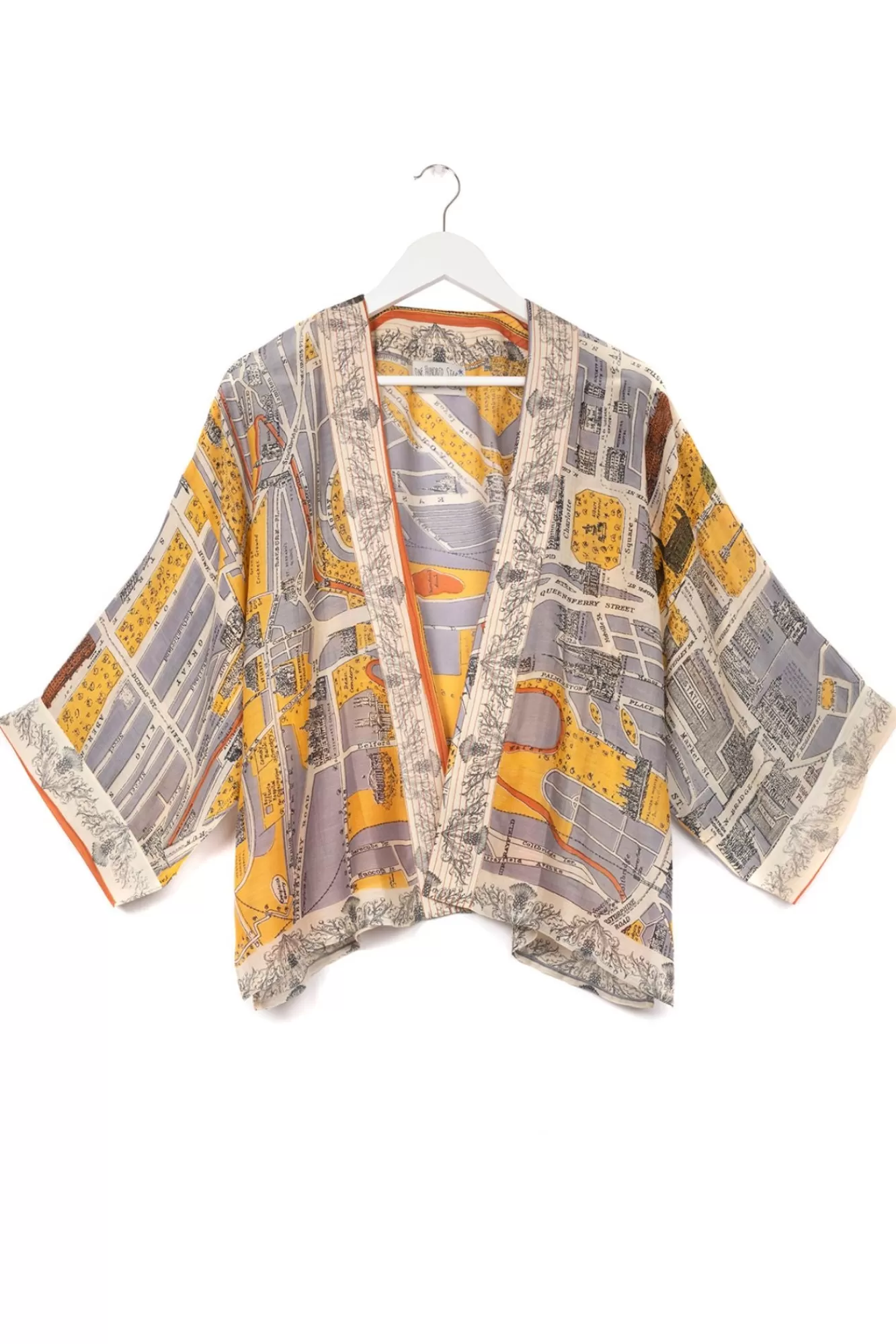 Women One Hundred Stars Short Kimonos-Edinburgh & Leith Map Kimono