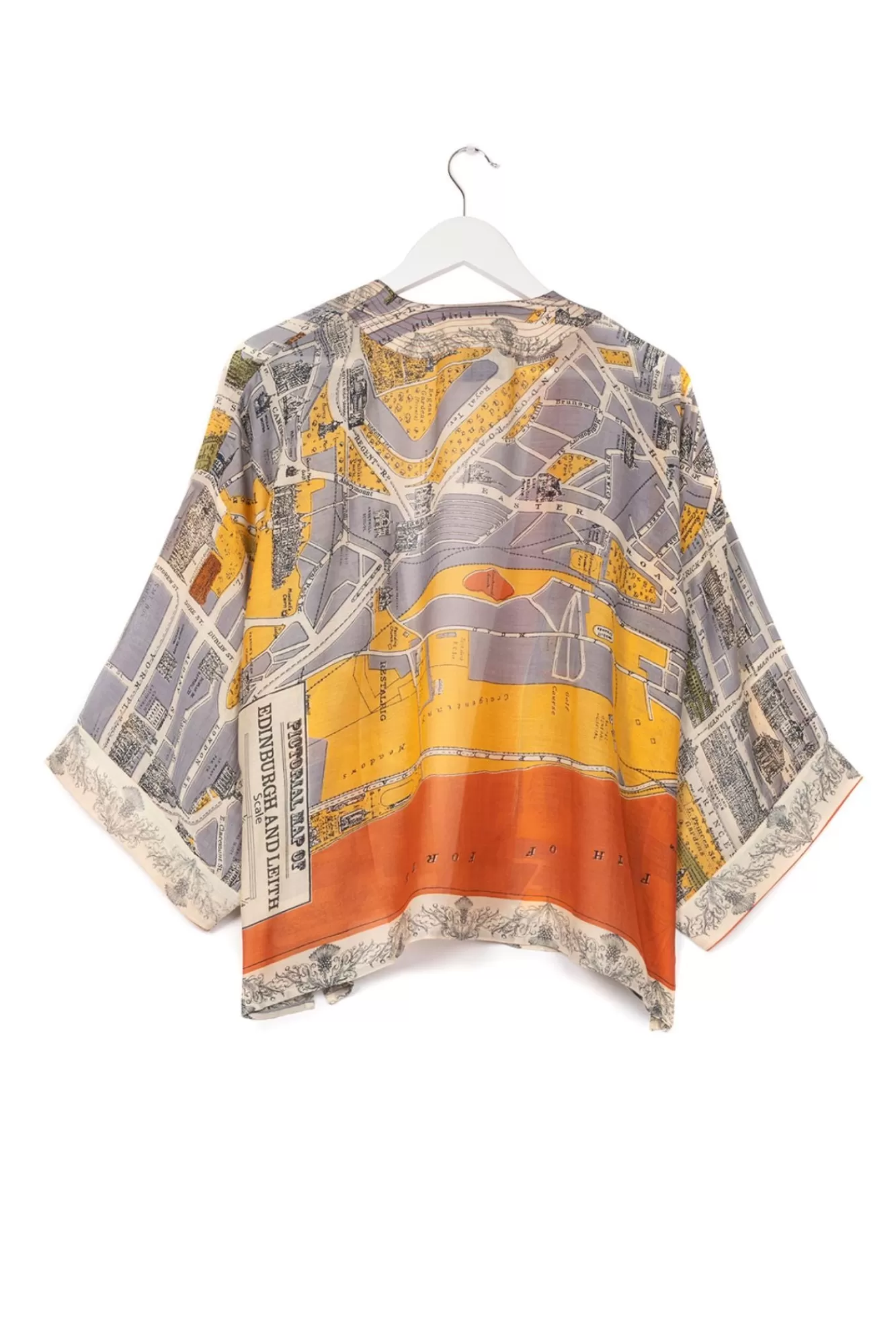 Women One Hundred Stars Short Kimonos-Edinburgh & Leith Map Kimono