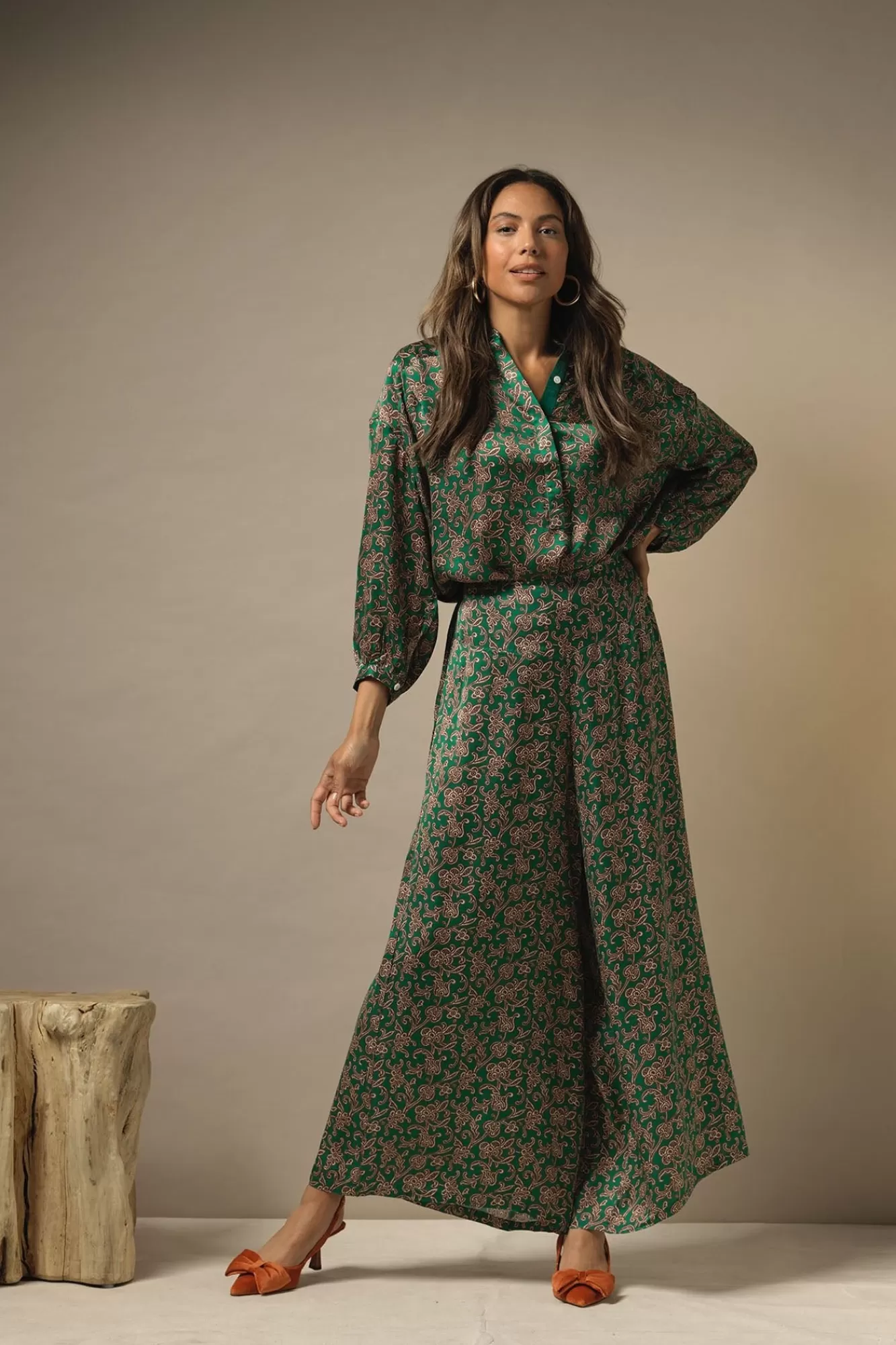 Women One Hundred Stars Tops-Floral Paisley Green Darcy Shirt