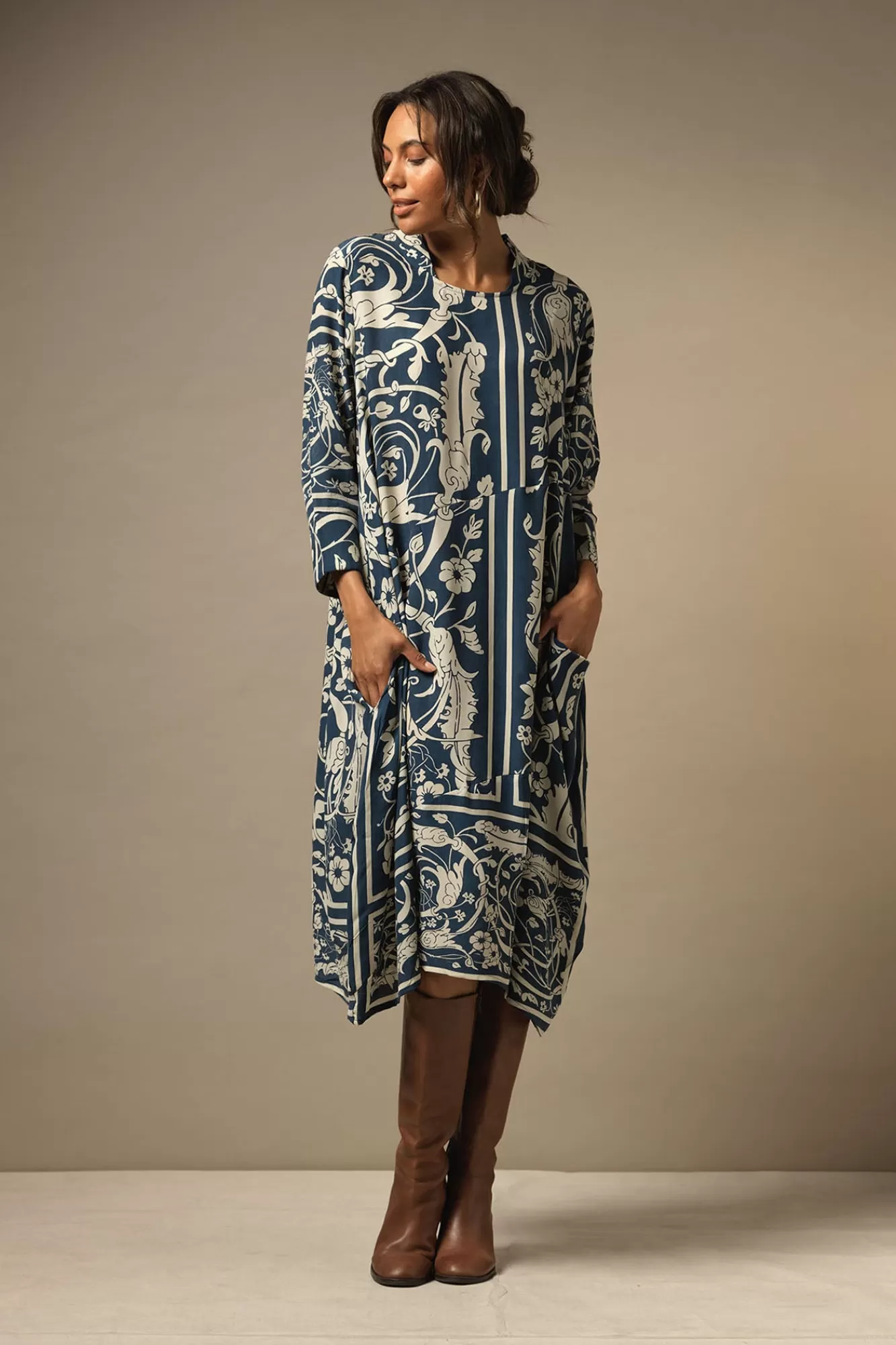 Women One Hundred Stars Dresses-Jaipur Blue Asymmetric Dress
