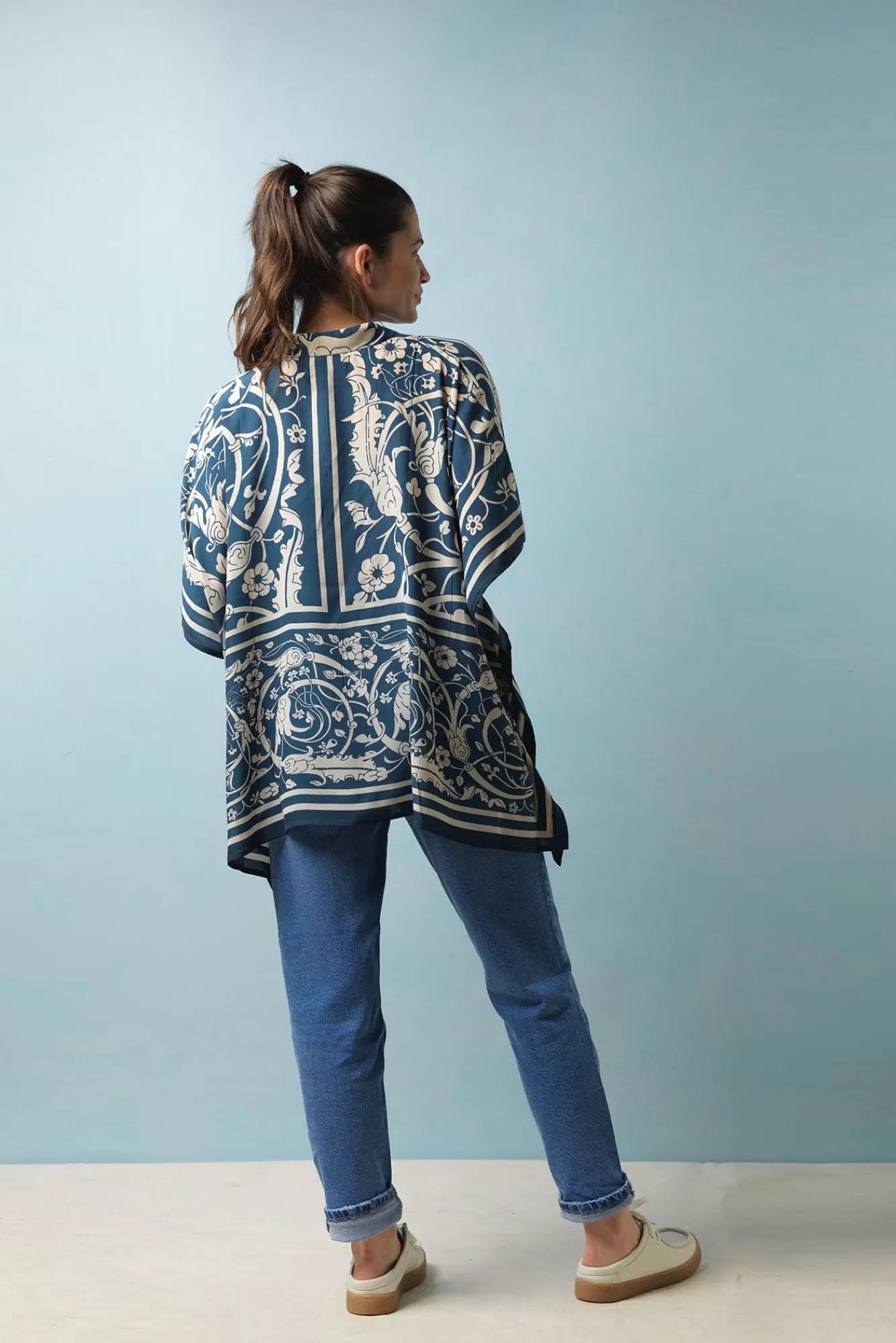 Women One Hundred Stars Tops-Jaipur Blue Tunic Top