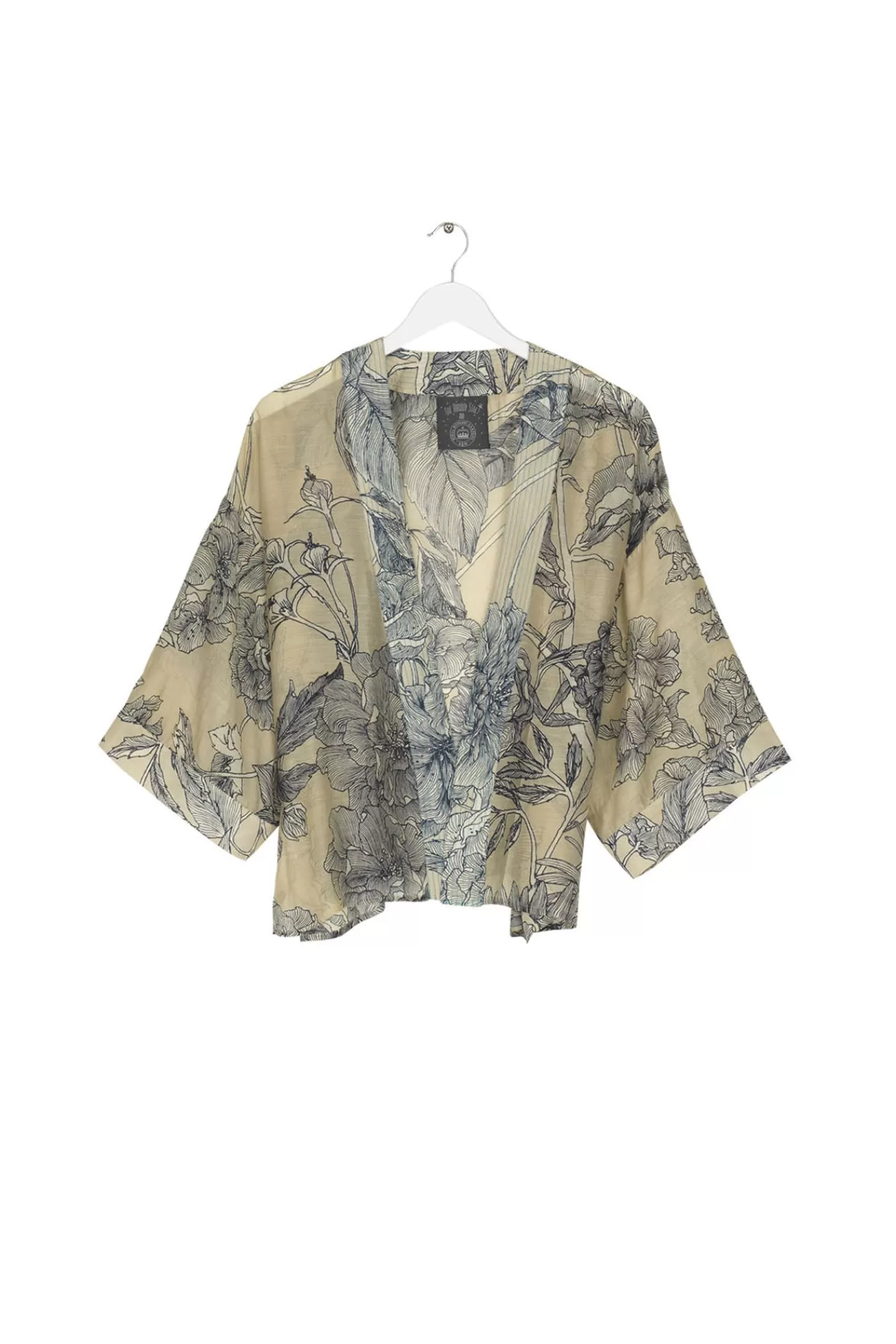 Women One Hundred Stars Short Kimonos-Kew Etched Floral Stone Kimono