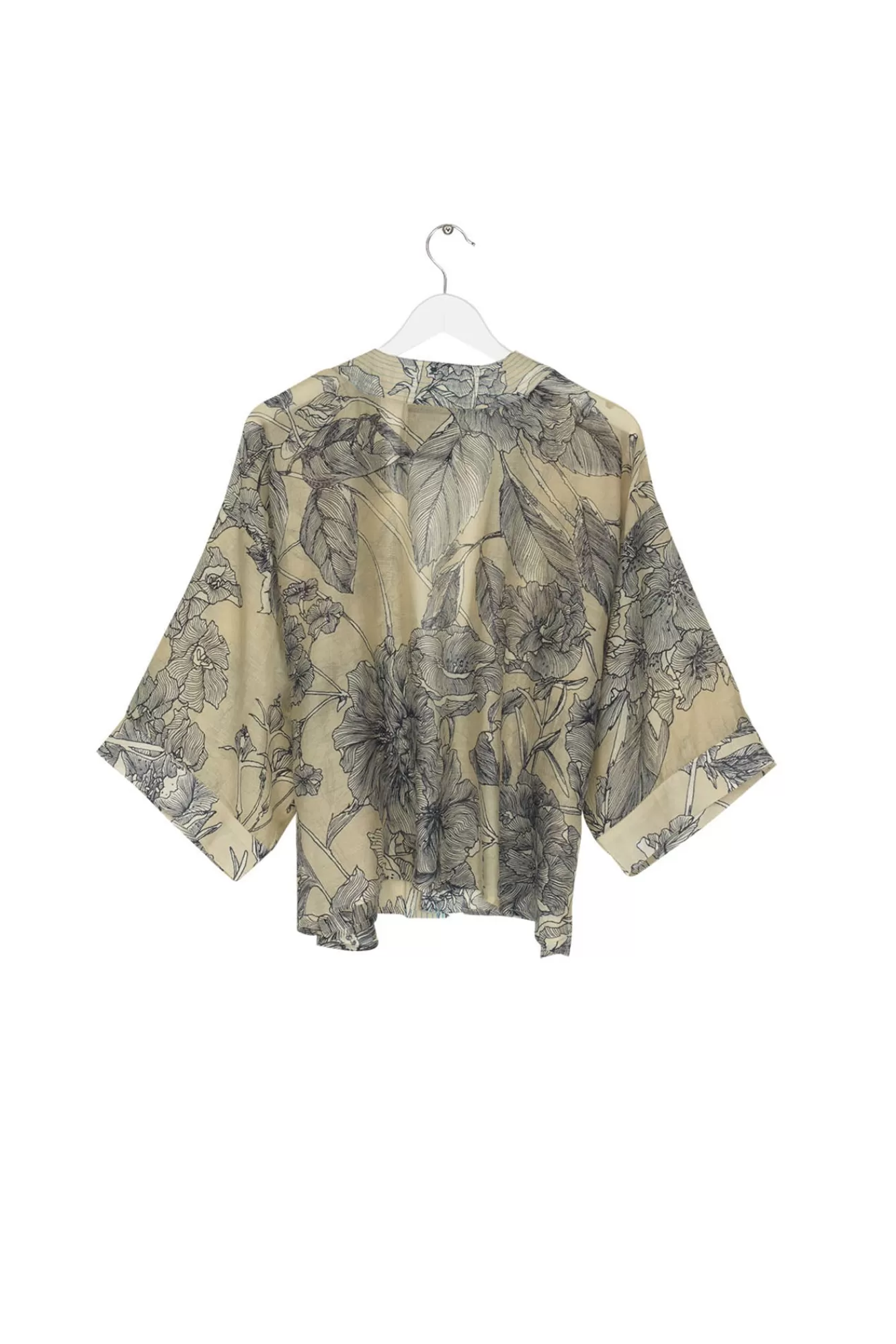 Women One Hundred Stars Short Kimonos-Kew Etched Floral Stone Kimono