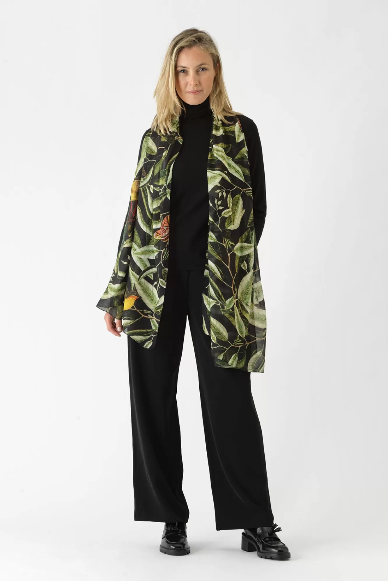One Hundred Stars Scarves-Kew Evergreen Black Scarf