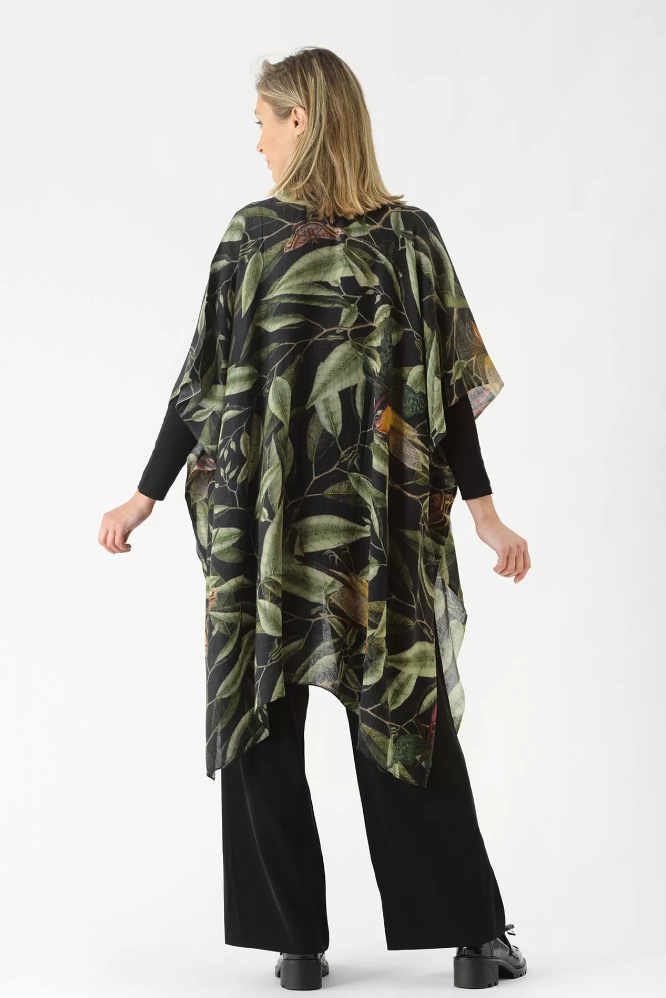 Women One Hundred Stars Wool Throwovers-Kew Evergreen Black Wool Throwover