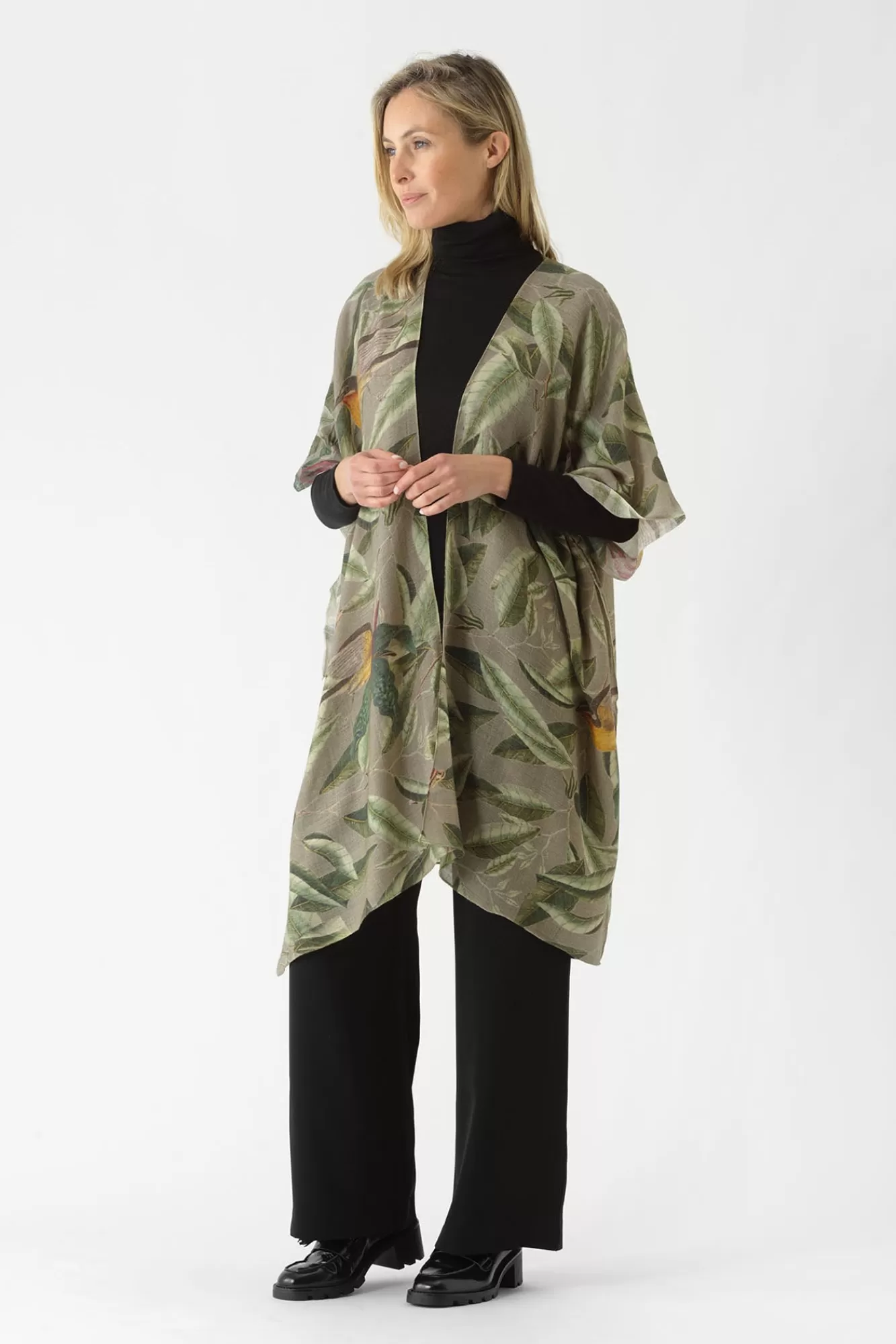 Women One Hundred Stars Wool Throwovers-Kew Evergreen Stone Wool Throwover