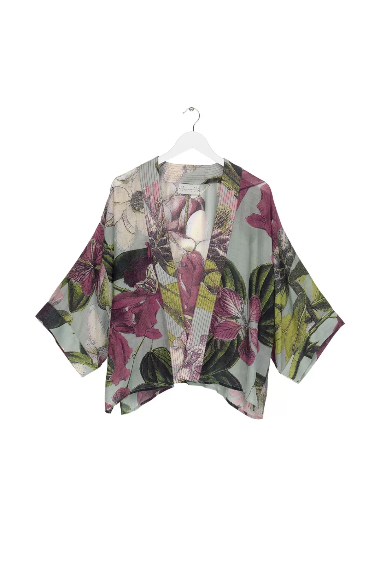 Women One Hundred Stars Short Kimonos-Kew Protea Duck Egg Kimono