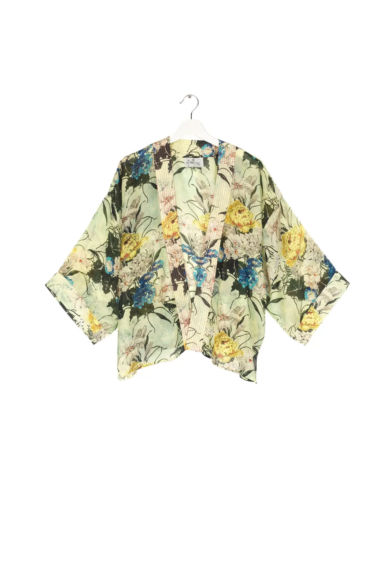 Women One Hundred Stars Short Kimonos-Lily Verdigris Kimono