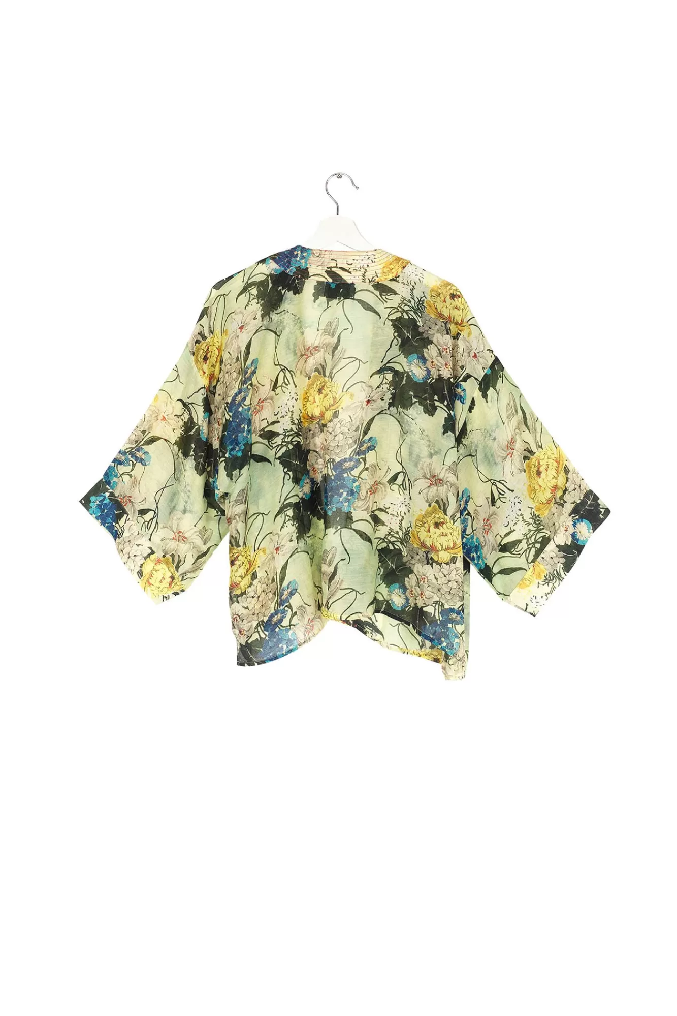 Women One Hundred Stars Short Kimonos-Lily Verdigris Kimono