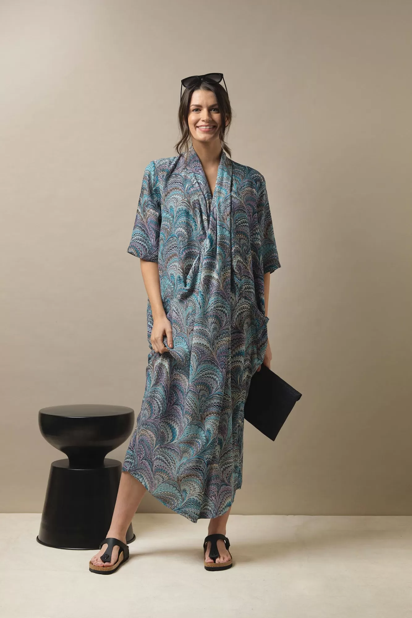 Women One Hundred Stars Dresses-Marbled Blue Rachel Dress