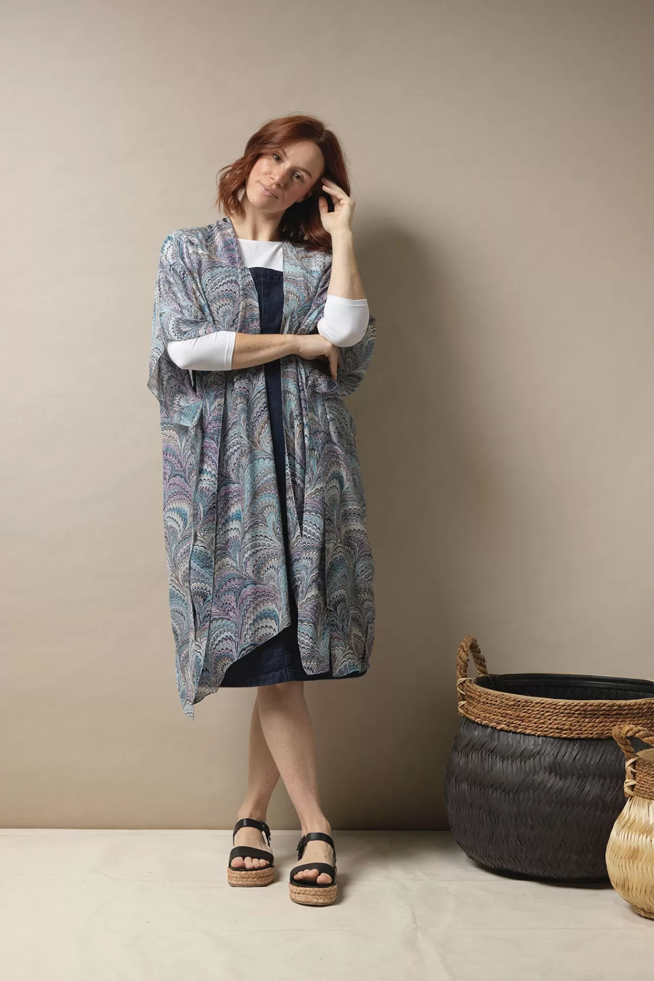 Women One Hundred Stars Throwovers-Marbled Blue Throwover