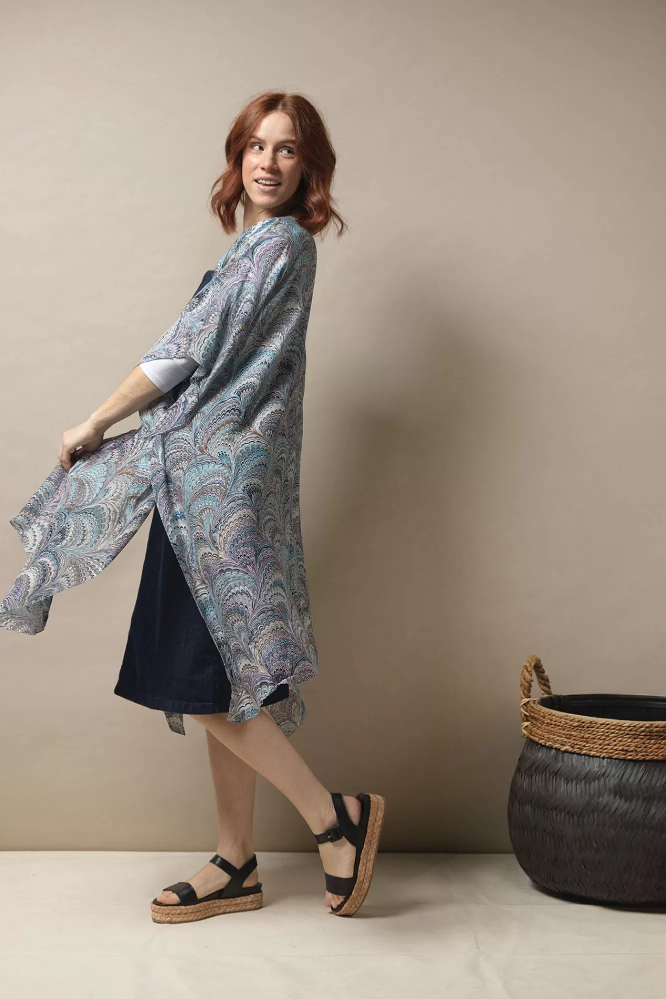 Women One Hundred Stars Throwovers-Marbled Blue Throwover