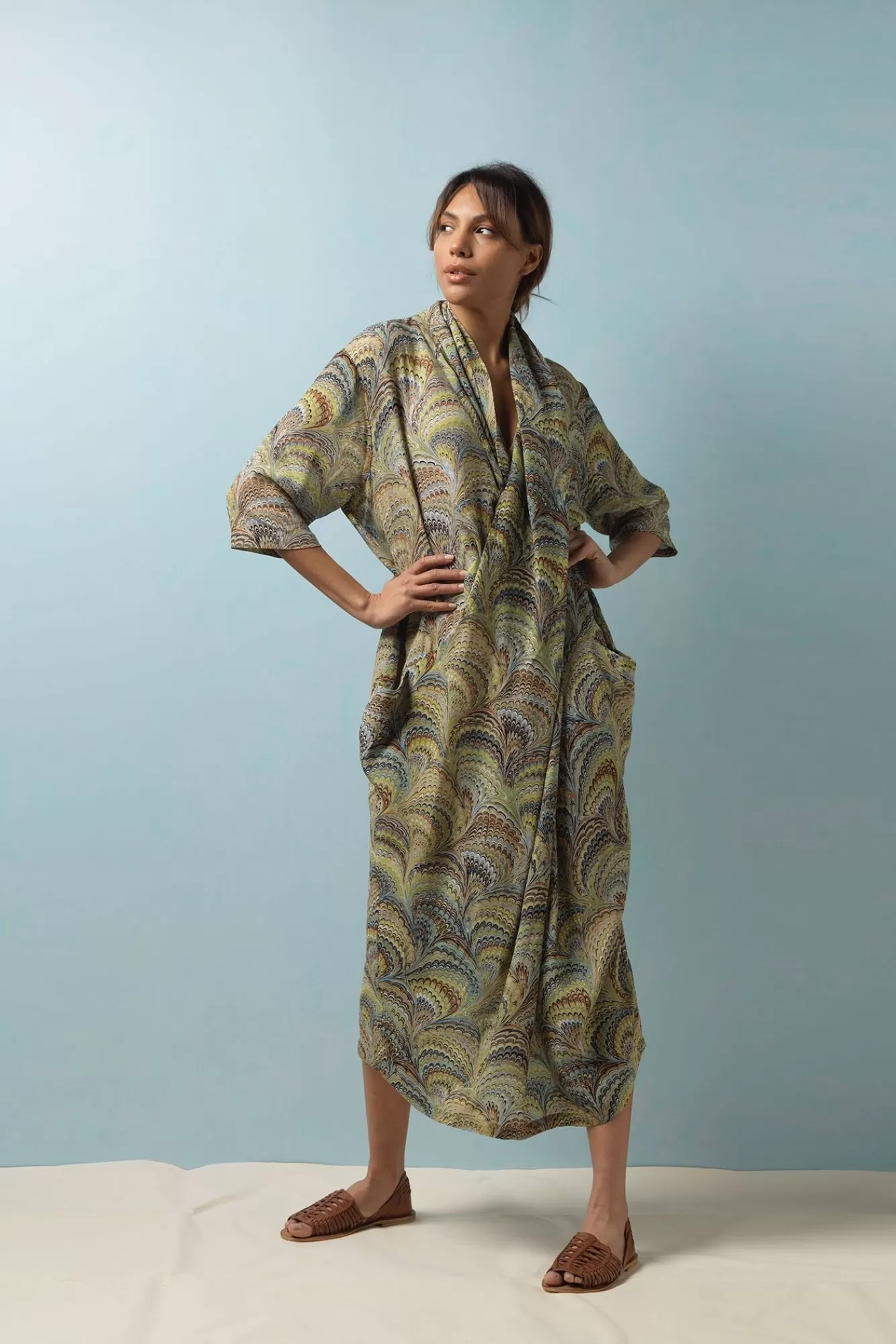 Women One Hundred Stars Dresses-Marbled Green Rachel Dress
