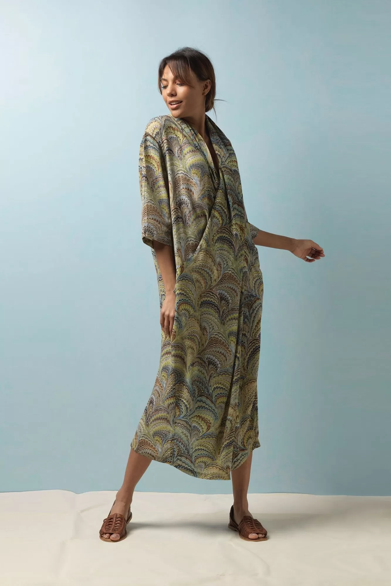 Women One Hundred Stars Dresses-Marbled Green Rachel Dress