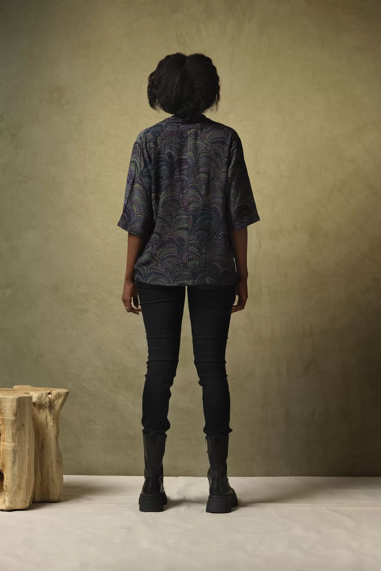 Women One Hundred Stars Tops-Marbled Indigo Rachel Top