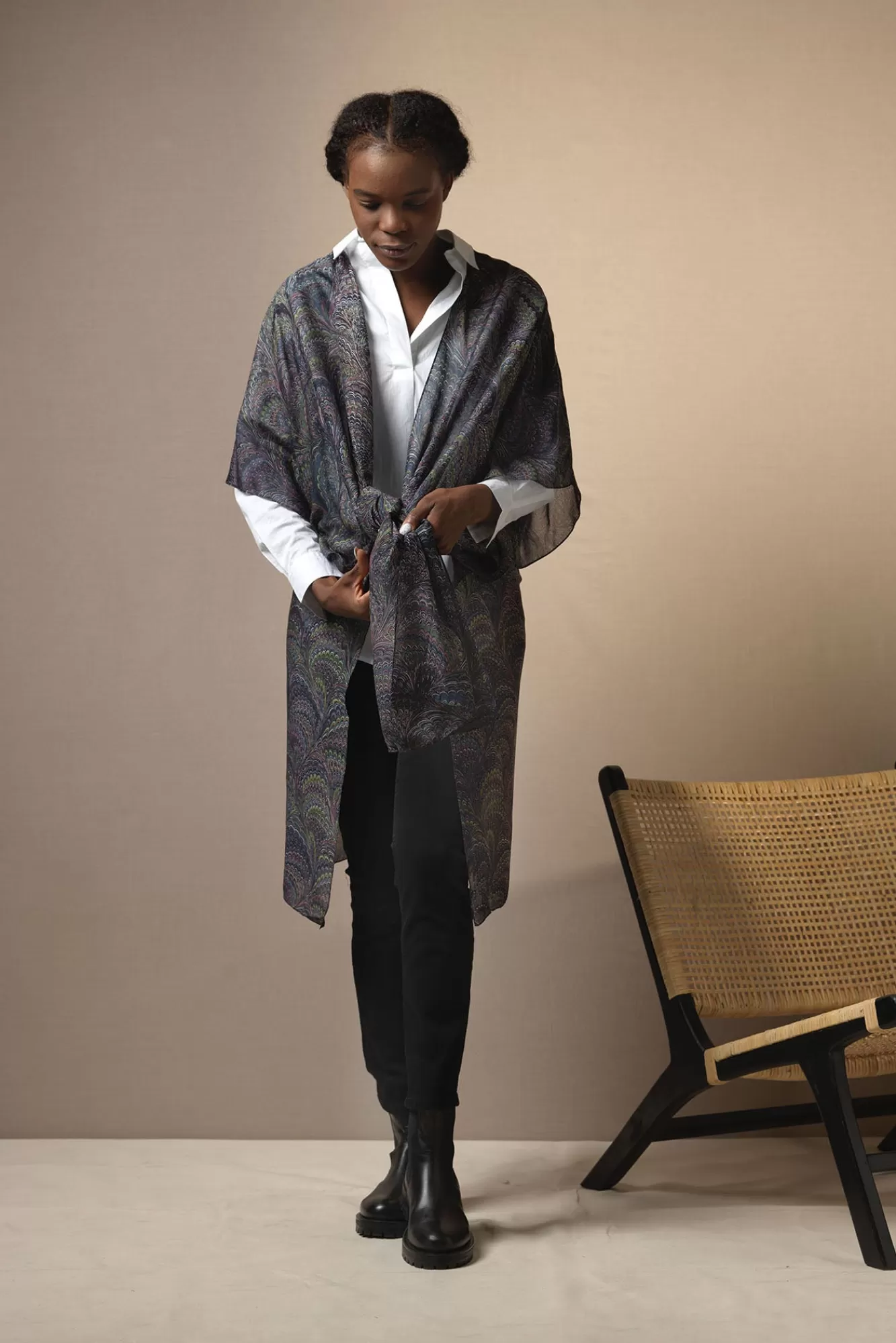 Women One Hundred Stars Throwovers-Marbled Indigo Throwover