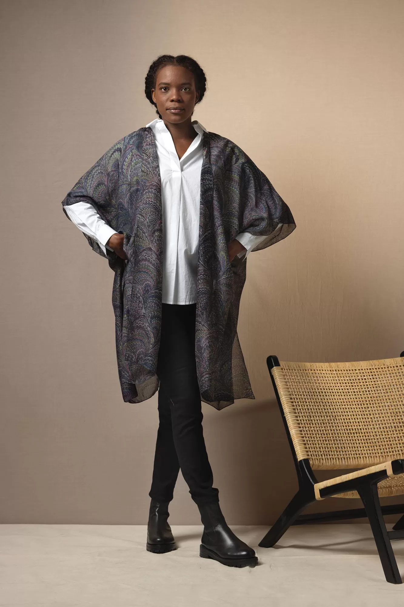 Women One Hundred Stars Throwovers-Marbled Indigo Throwover