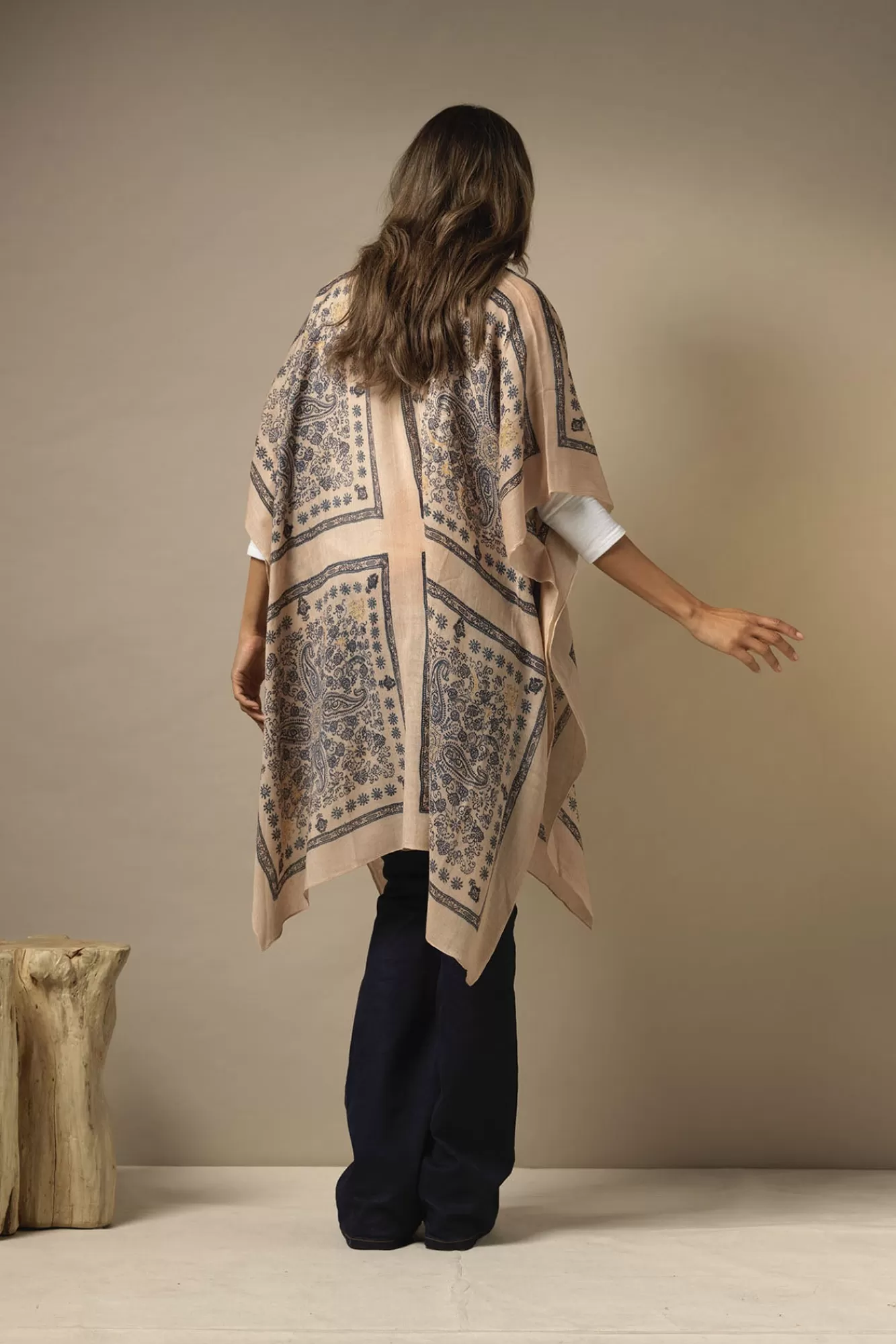 Women One Hundred Stars Wool Throwovers-Mehndi Blue Wool Throwover
