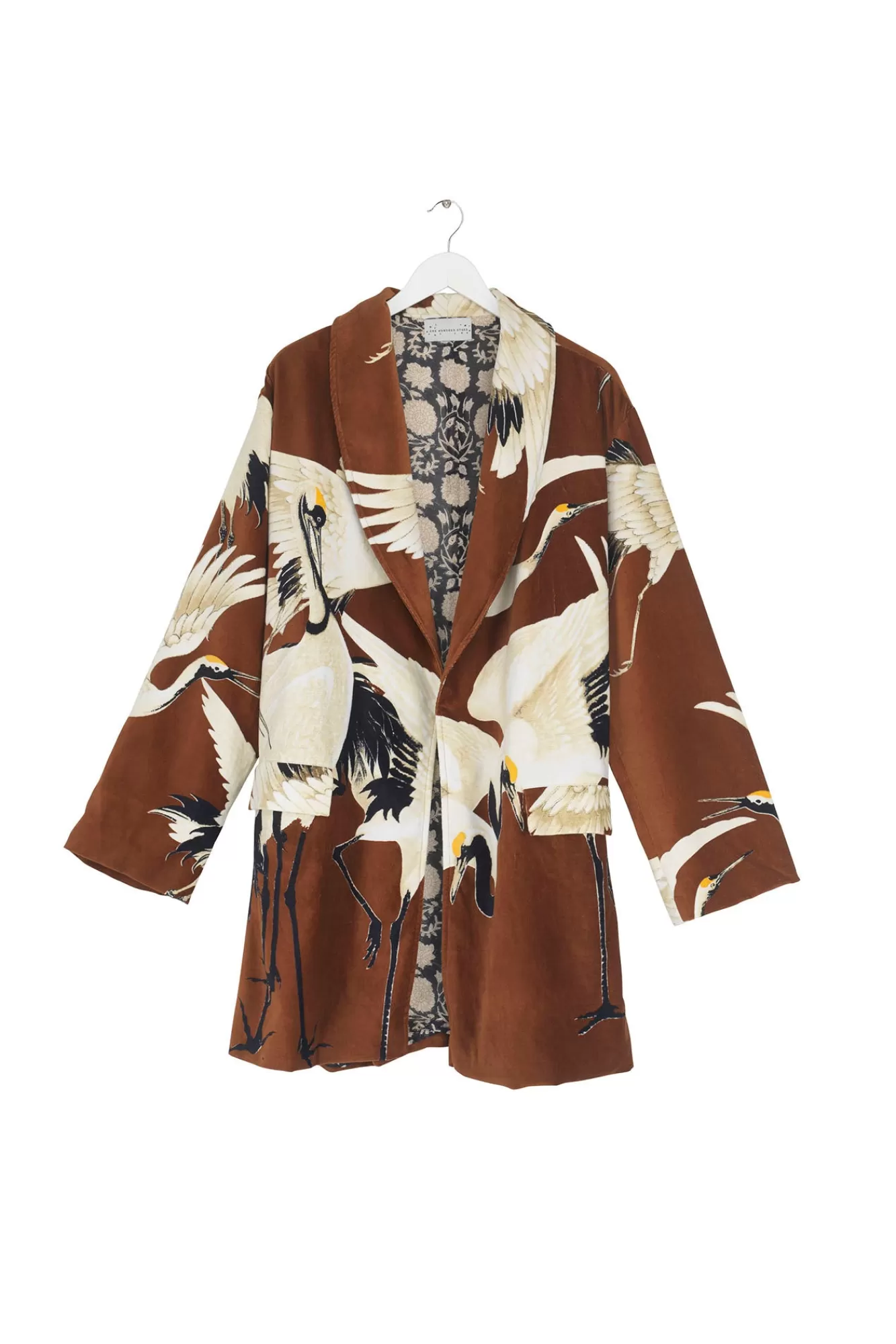 Women One Hundred Stars Velvet Coats-Stork Cigar Velvet Boyfriend Jacket