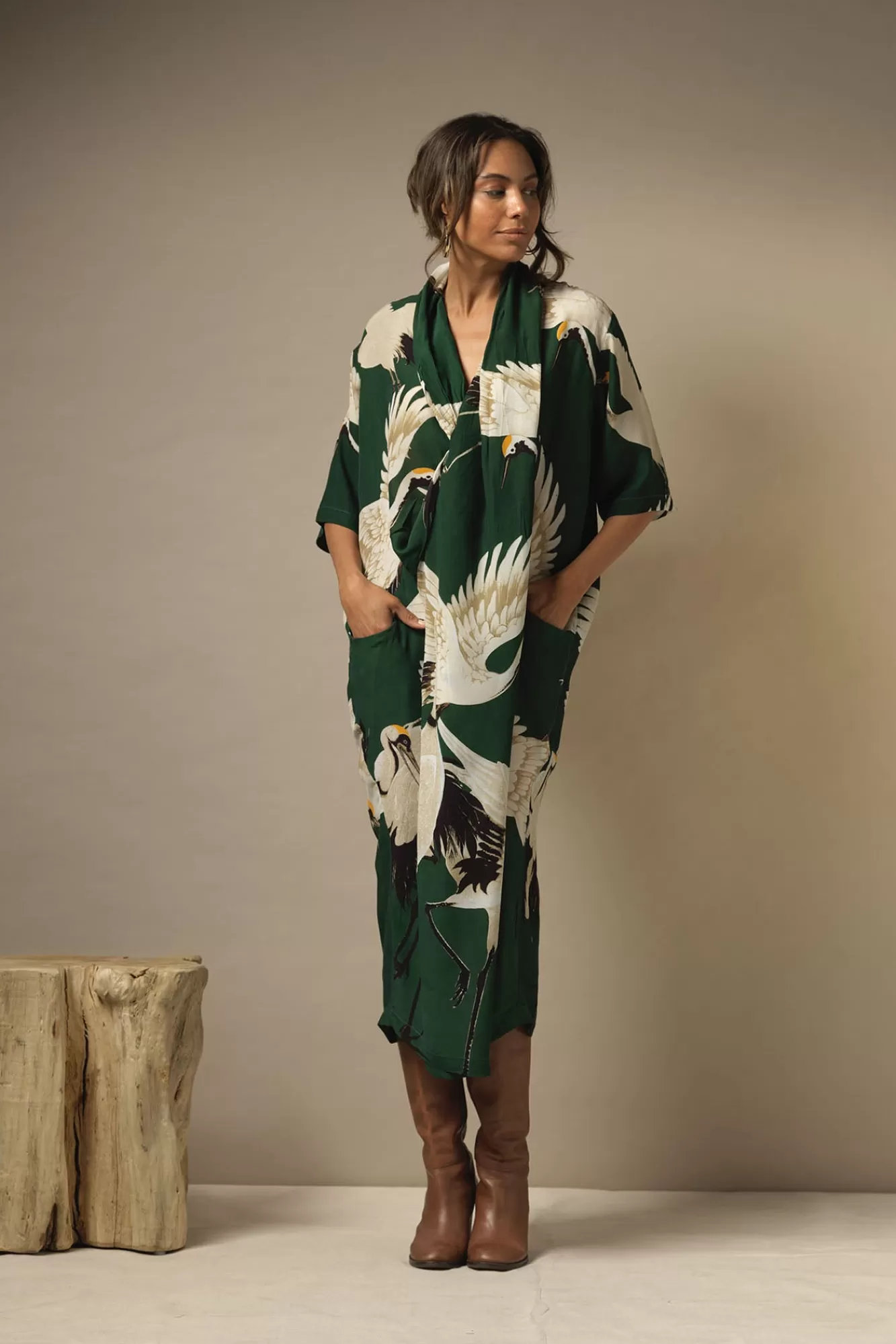 Women One Hundred Stars Dresses-Stork Forest Green Rachel Dress