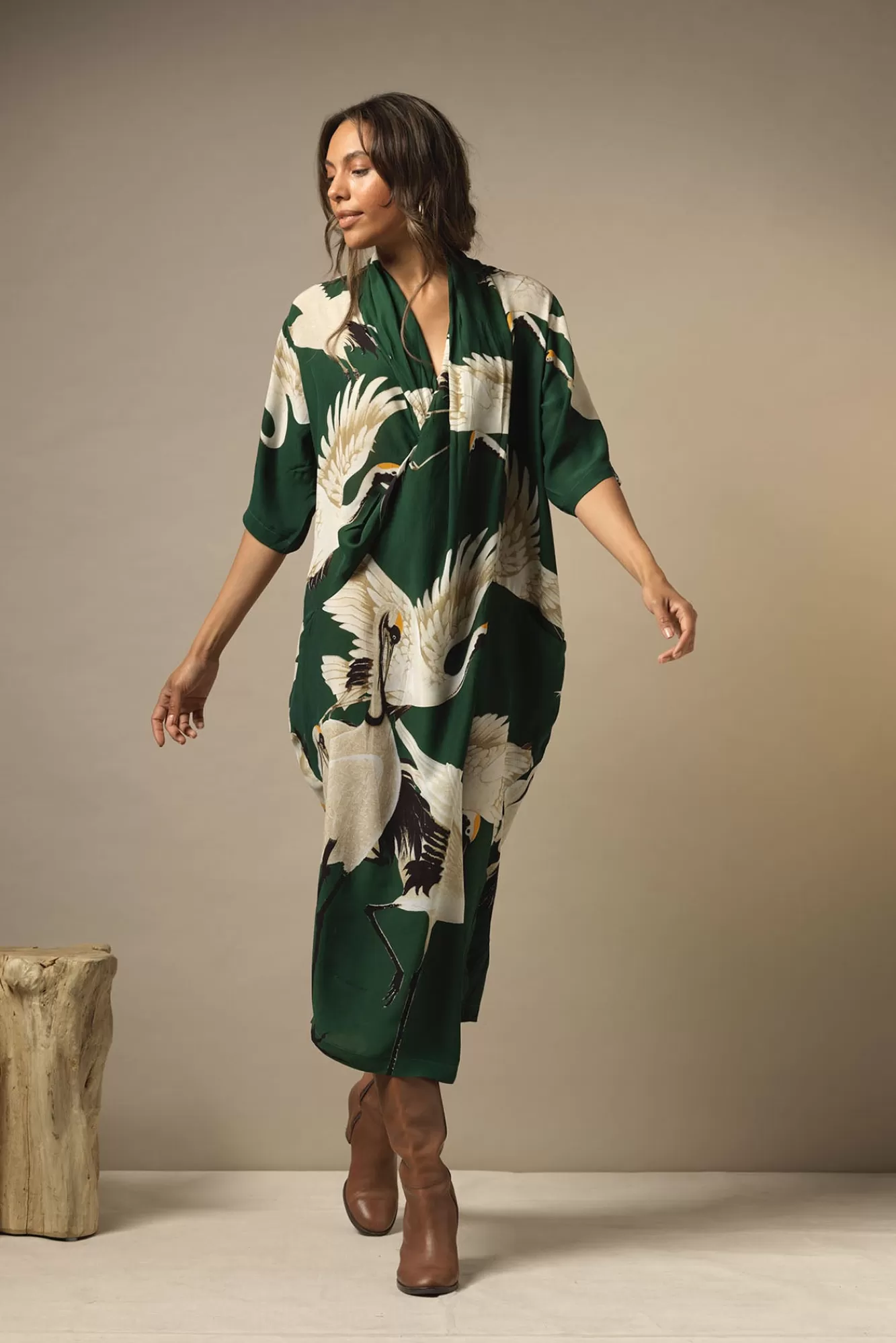 Women One Hundred Stars Dresses-Stork Forest Green Rachel Dress