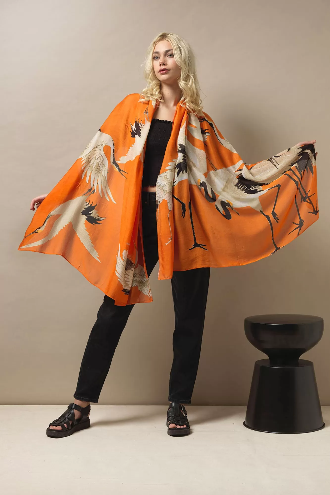 One Hundred Stars Scarves-Stork Orange Scarf