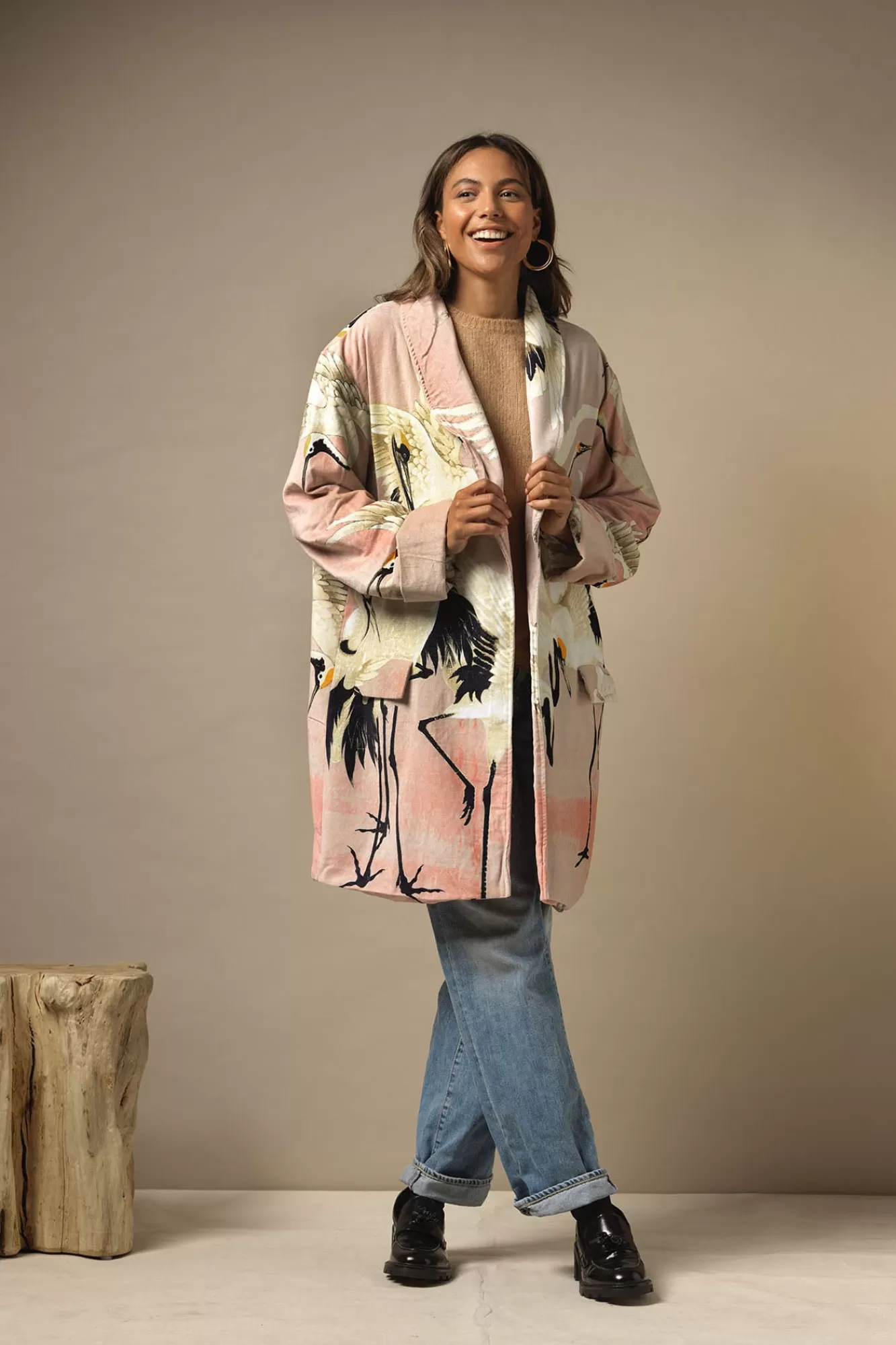 Women One Hundred Stars Velvet Coats-Stork Pink Velvet Boyfriend Jacket