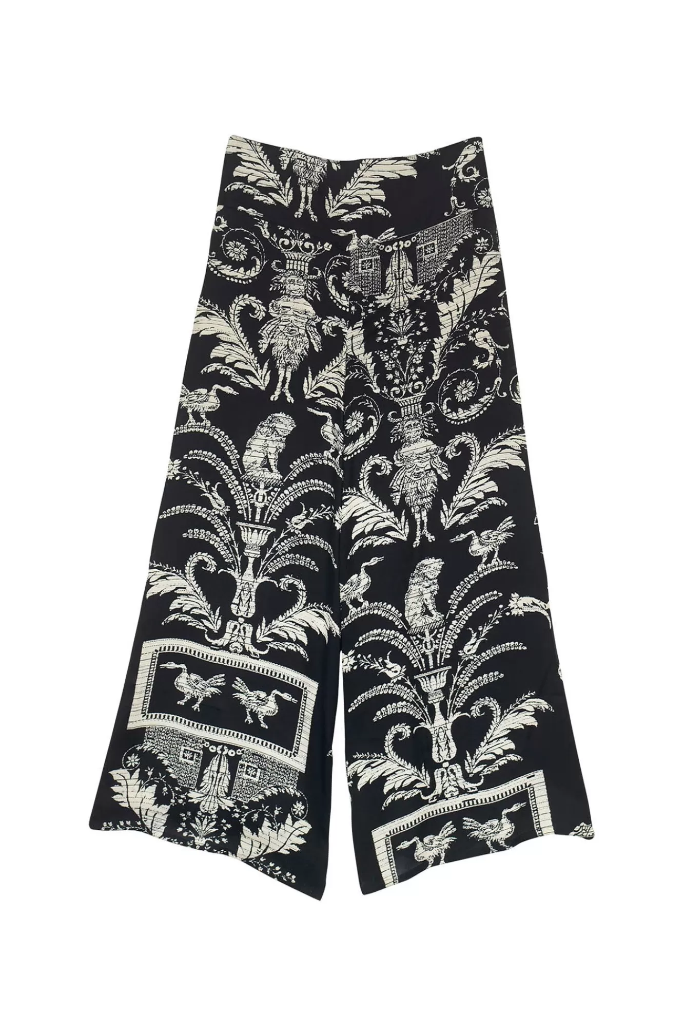 Women One Hundred Stars Palazzo Pants-Vintage Damask Black Palazzo Pant